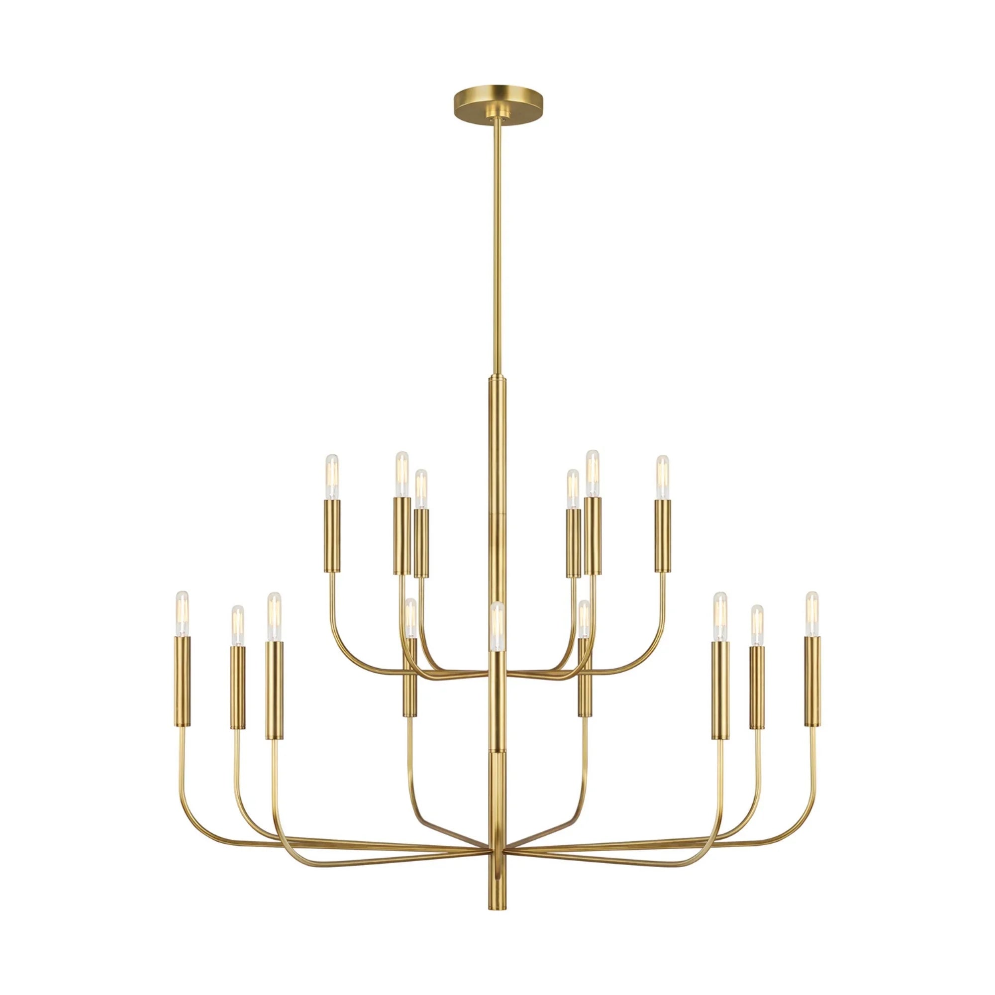 Brianna 49" 15-Light Large 2-Tier Chandelier, Burnished Brass Finish - Bees Lighting
