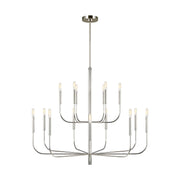 Brianna 49" 15-Light Large 2-Tier Chandelier, Polished Nickel Finish - Bees Lighting