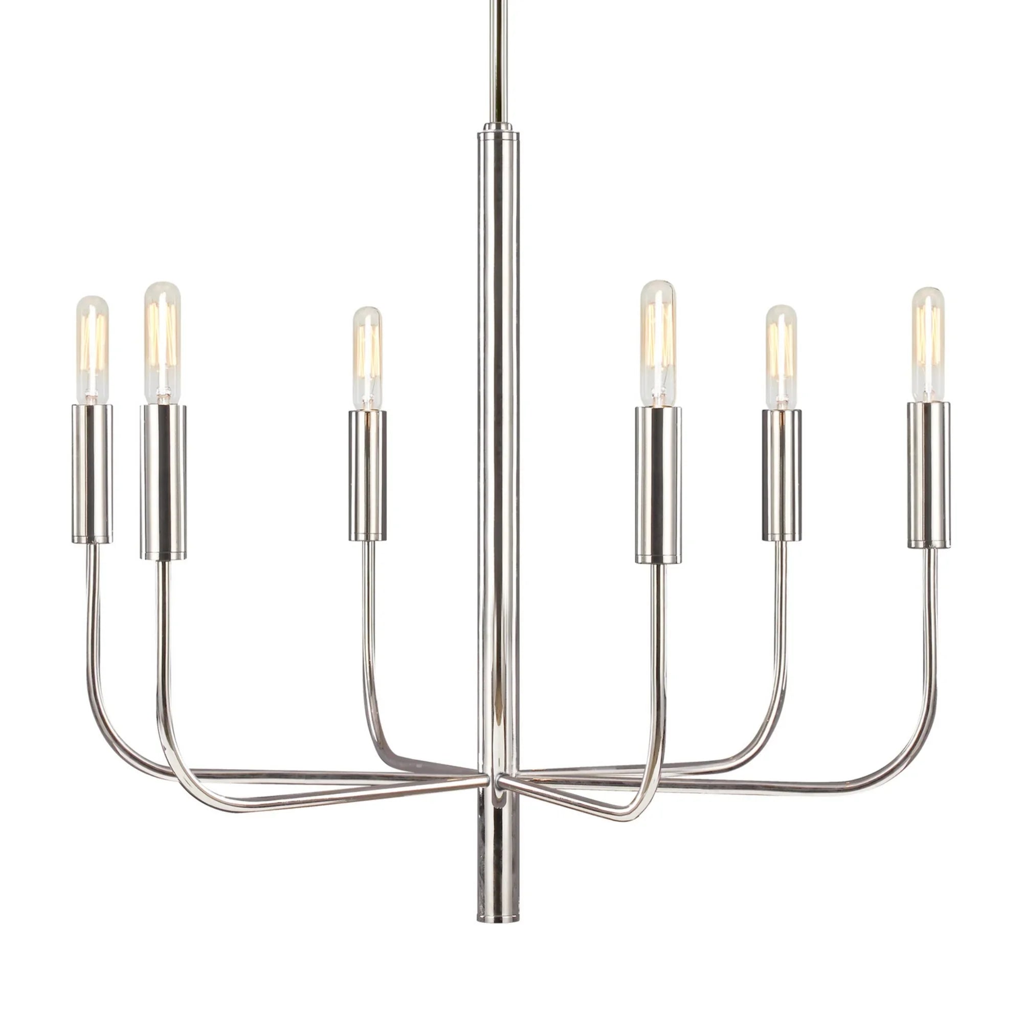 Brianna 24" 6-Light Small Chandelier, Polished Nickel Finish - Bees Lighting