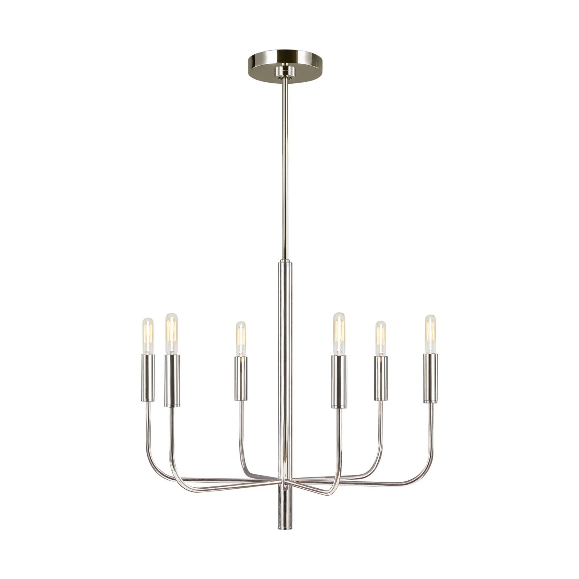 Brianna 24" 6-Light Small Chandelier, Polished Nickel Finish - Bees Lighting