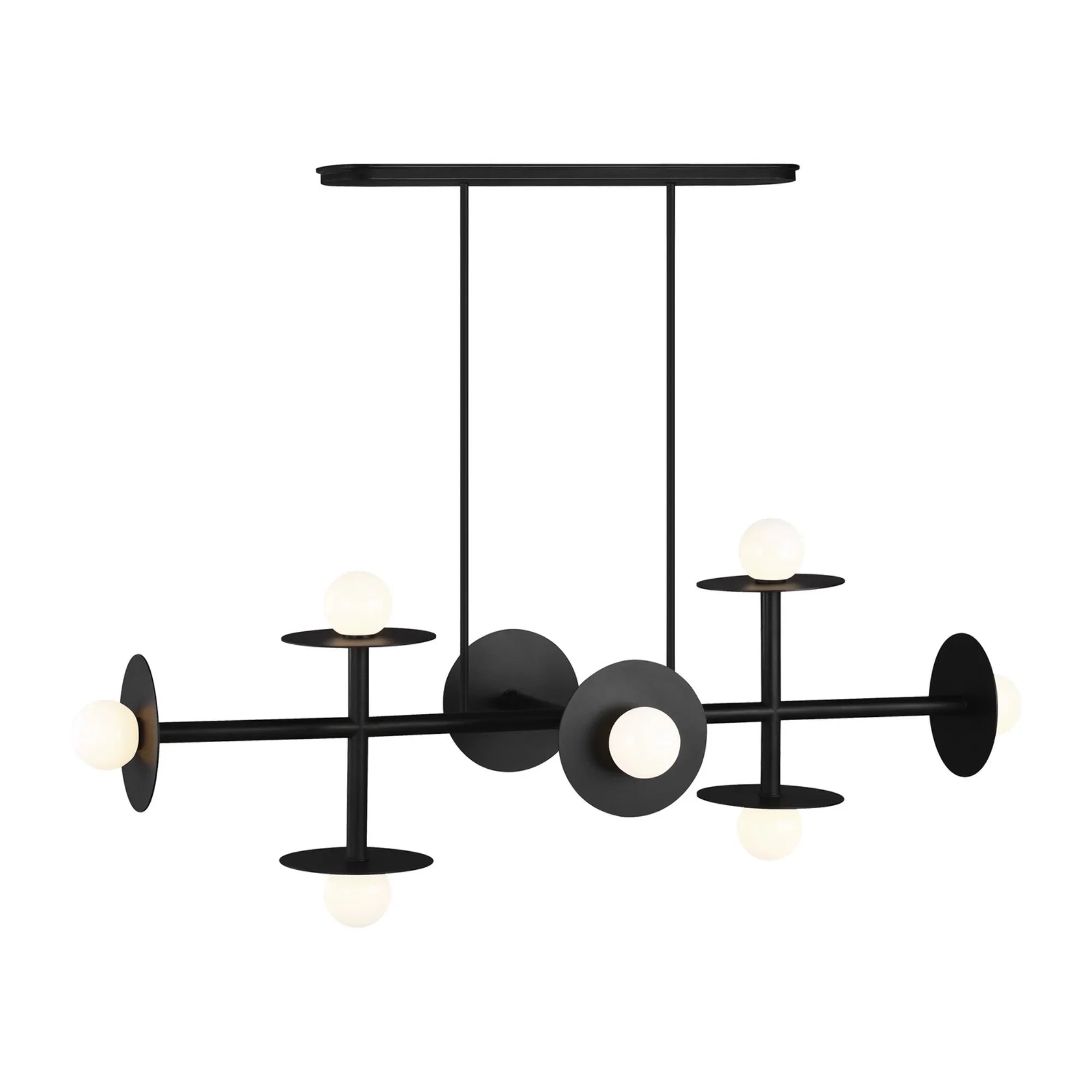 Nodes 53" 8-Light Large Linear Chandelier, Midnight Black Finish - Bees Lighting