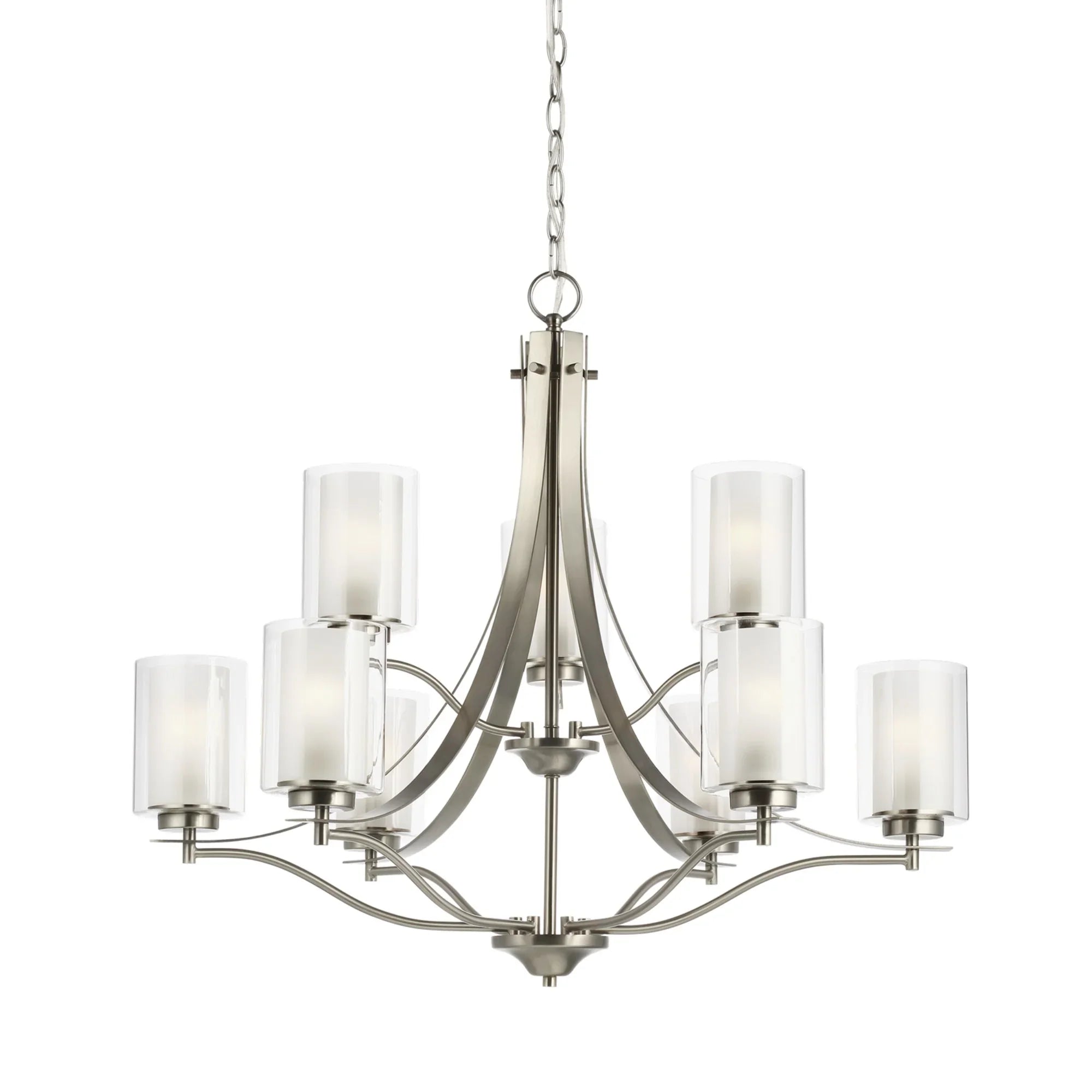Elmwood Park 32" 9-Light Chandelier, Brushed Nickel Finish - Bees Lighting