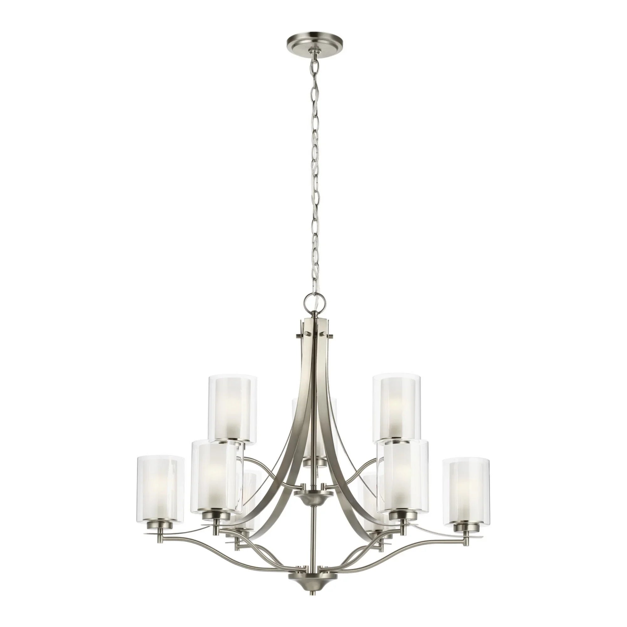 Elmwood Park 32" 9-Light LED Chandelier, Brushed Nickel Finish - Bees Lighting
