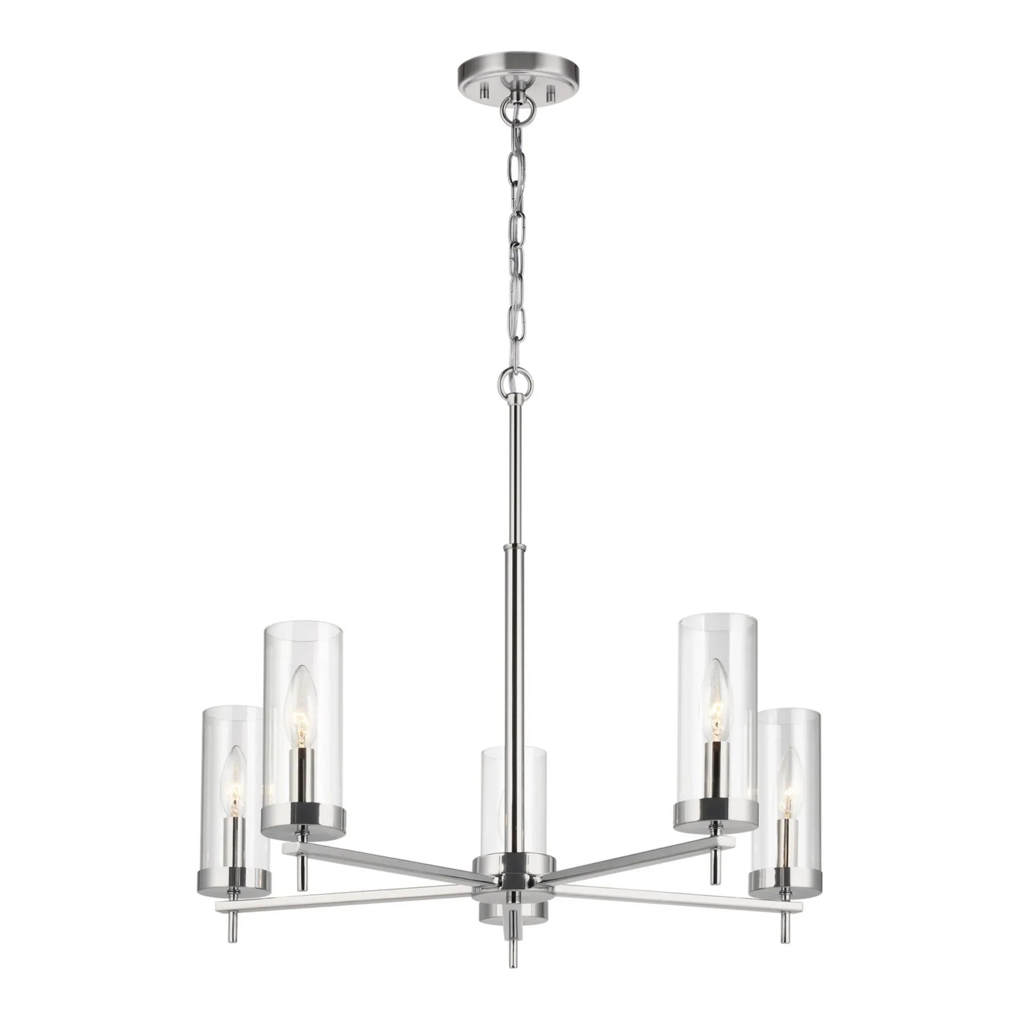 Zire 26" 5-Light Chandelier, Chrome Finish - Bees Lighting
