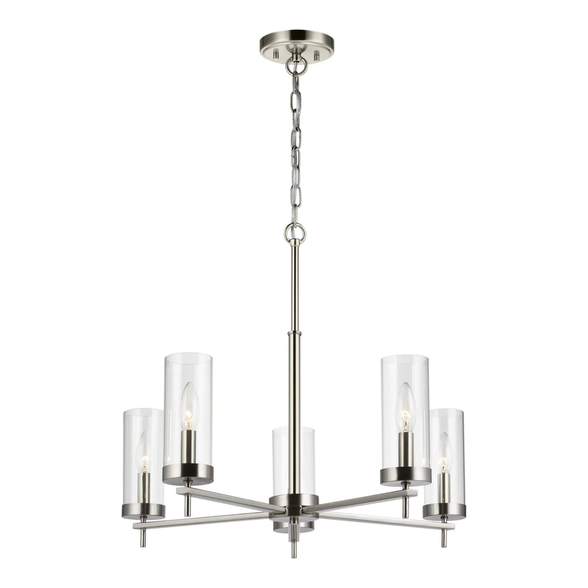 Zire 26" 5-Light Chandelier, Brushed Nickel Finish - Bees Lighting