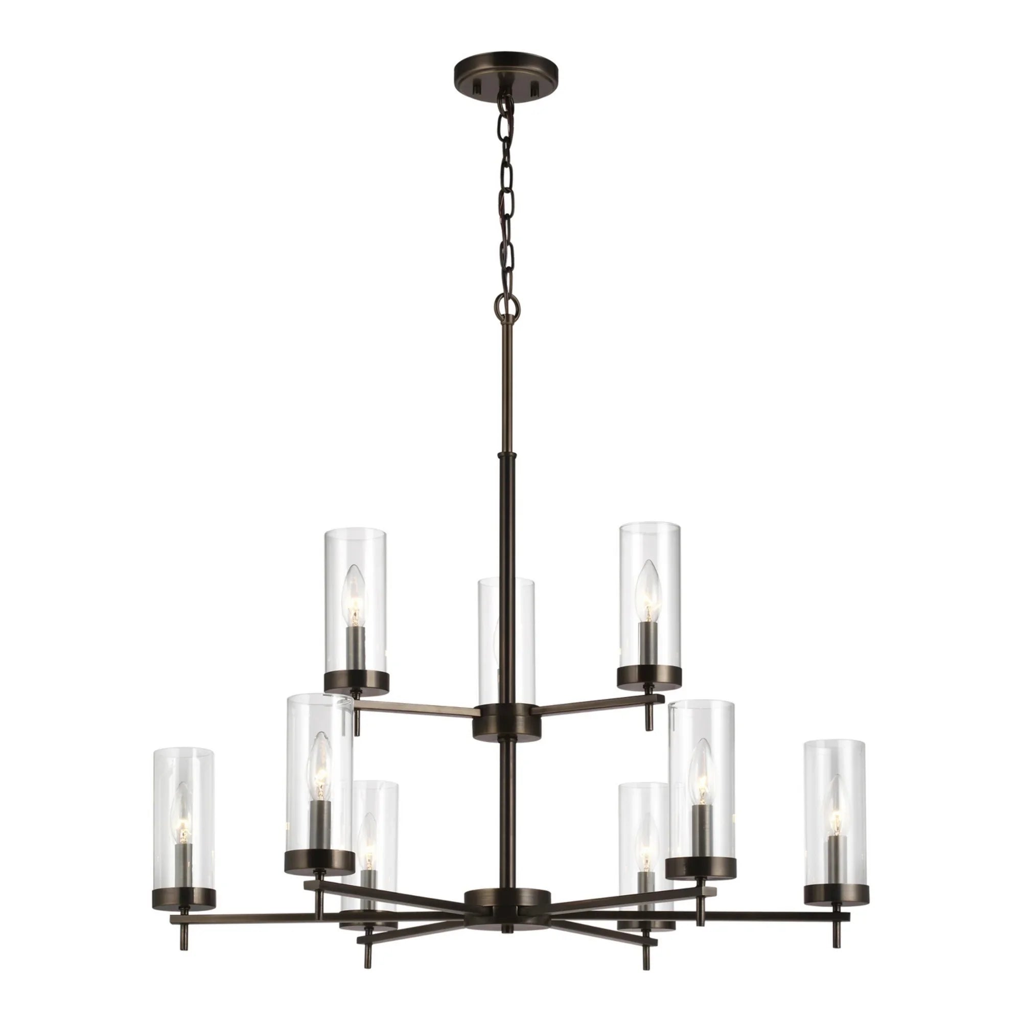 Zire 32" 9-Light Chandelier, Brushed Oil Rubbed Bronze Finish - Bees Lighting