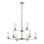 Zire 32" 9-Light LED Chandelier, Brushed Nickel Finish - Bees Lighting
