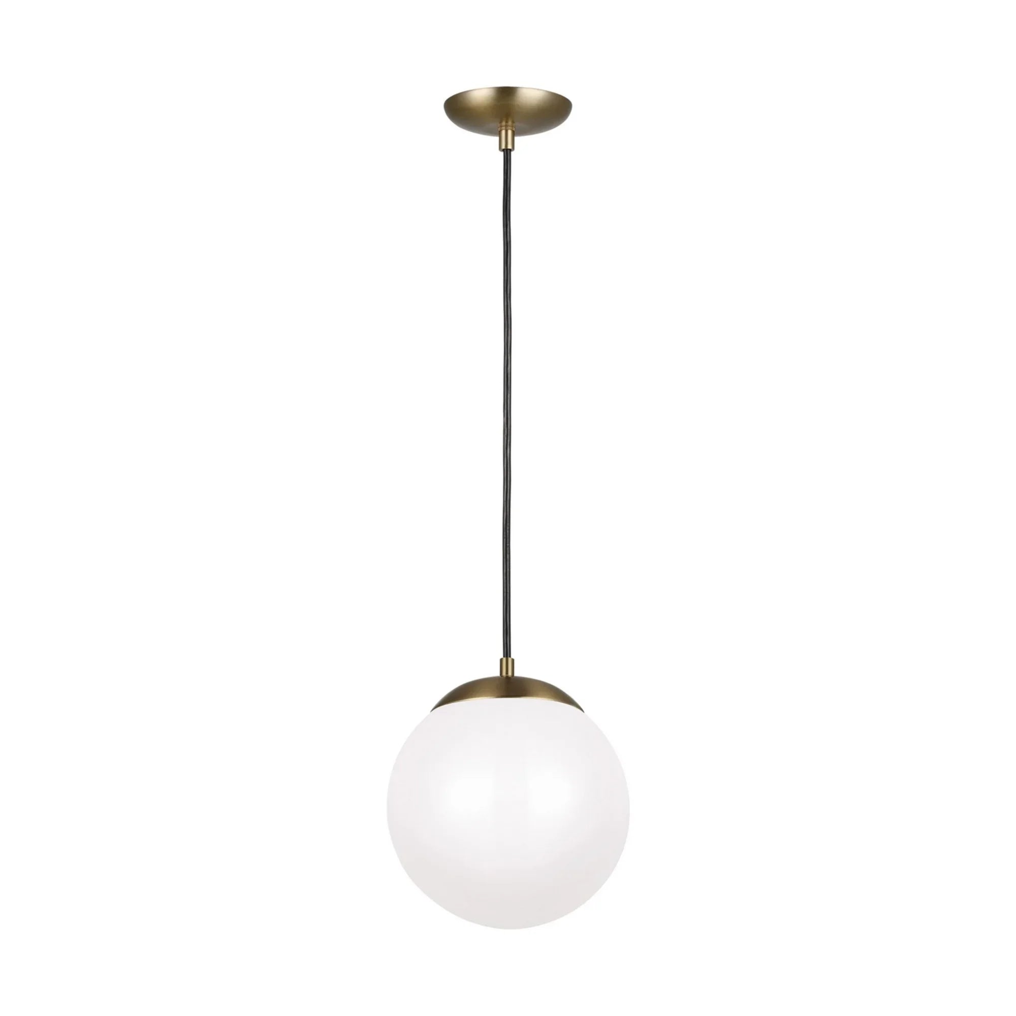 Leo Hanging Globe 10" Integrated LED Medium Pendant, Satin Brass Finish - Bees Lighting