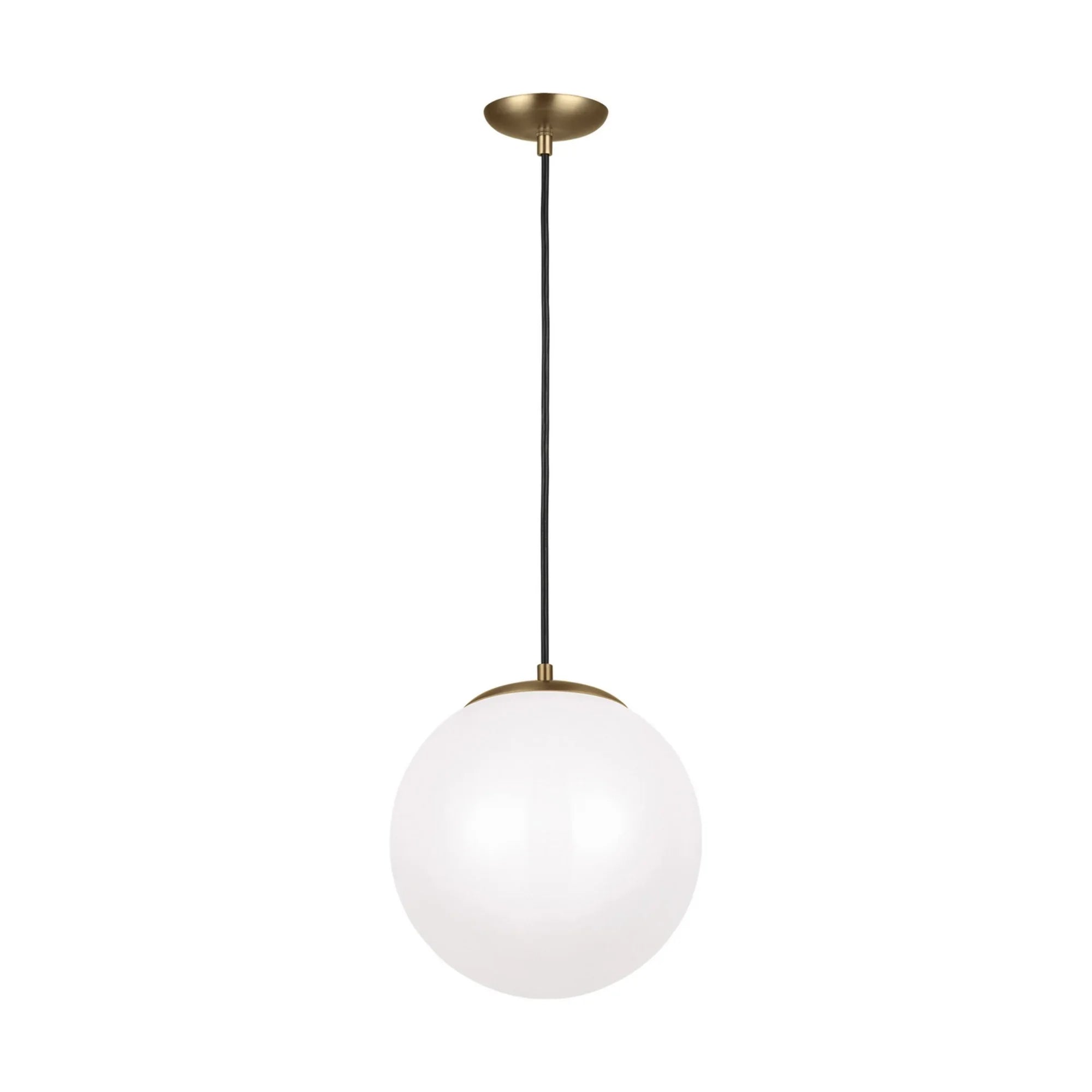 Leo Hanging Globe 12" Integrated LED Large Pendant, Satin Brass Finish - Bees Lighting