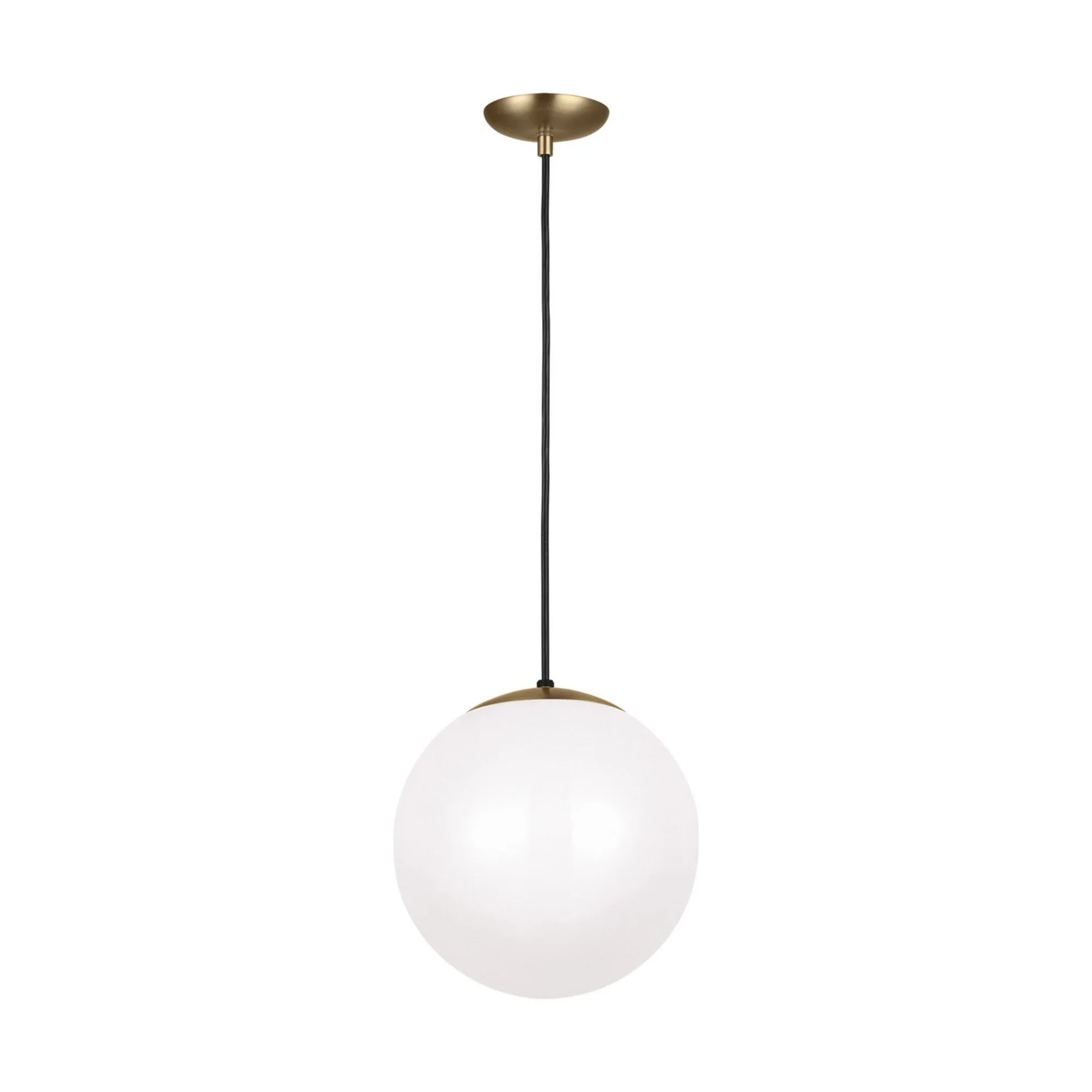 Leo Hanging Globe 12" LED Large Pendant, Satin Brass Finish - Bees Lighting