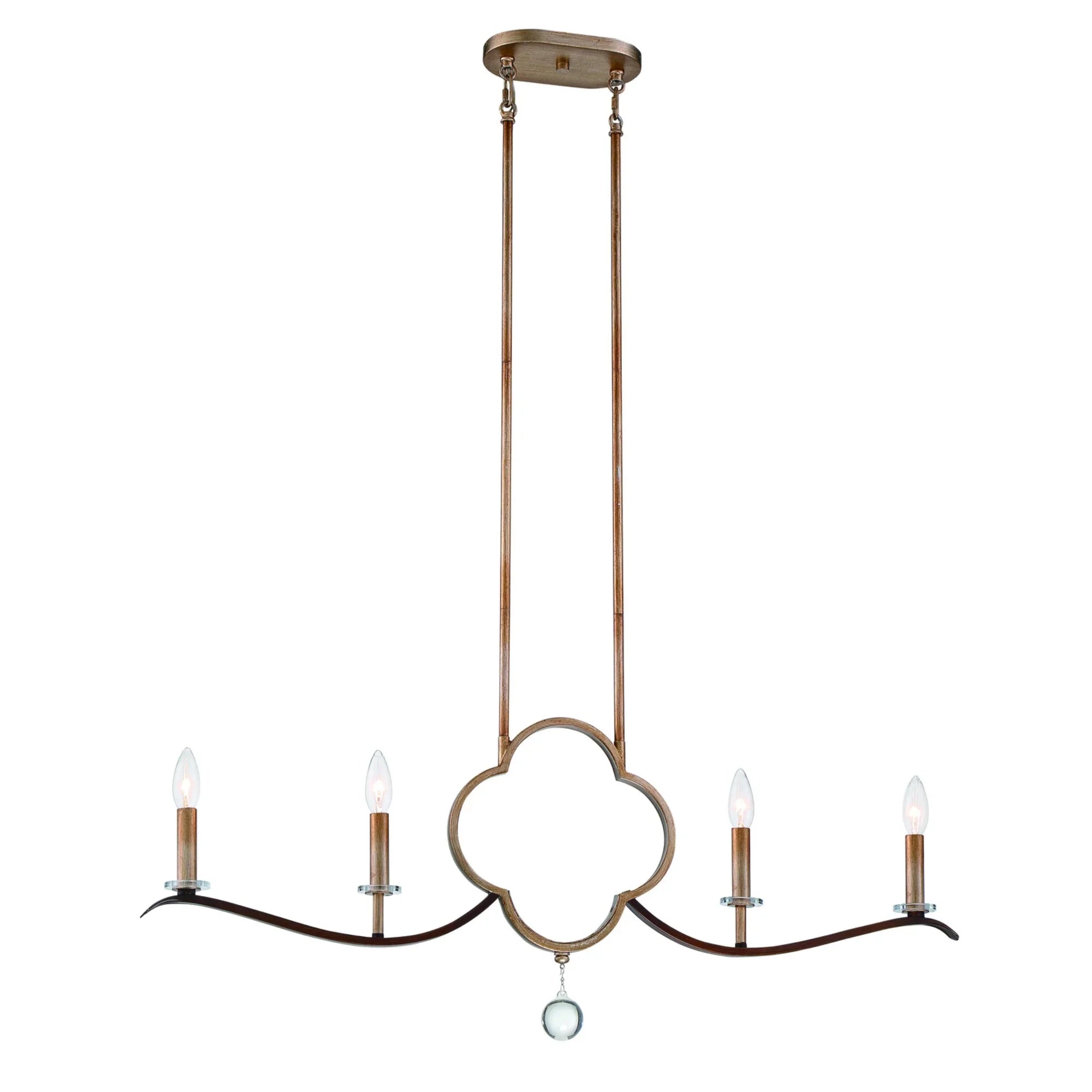Ava Libertine 38" 4-Light Island Light, Pale Gold & Distressed Bronze Finish - Bees Lighting