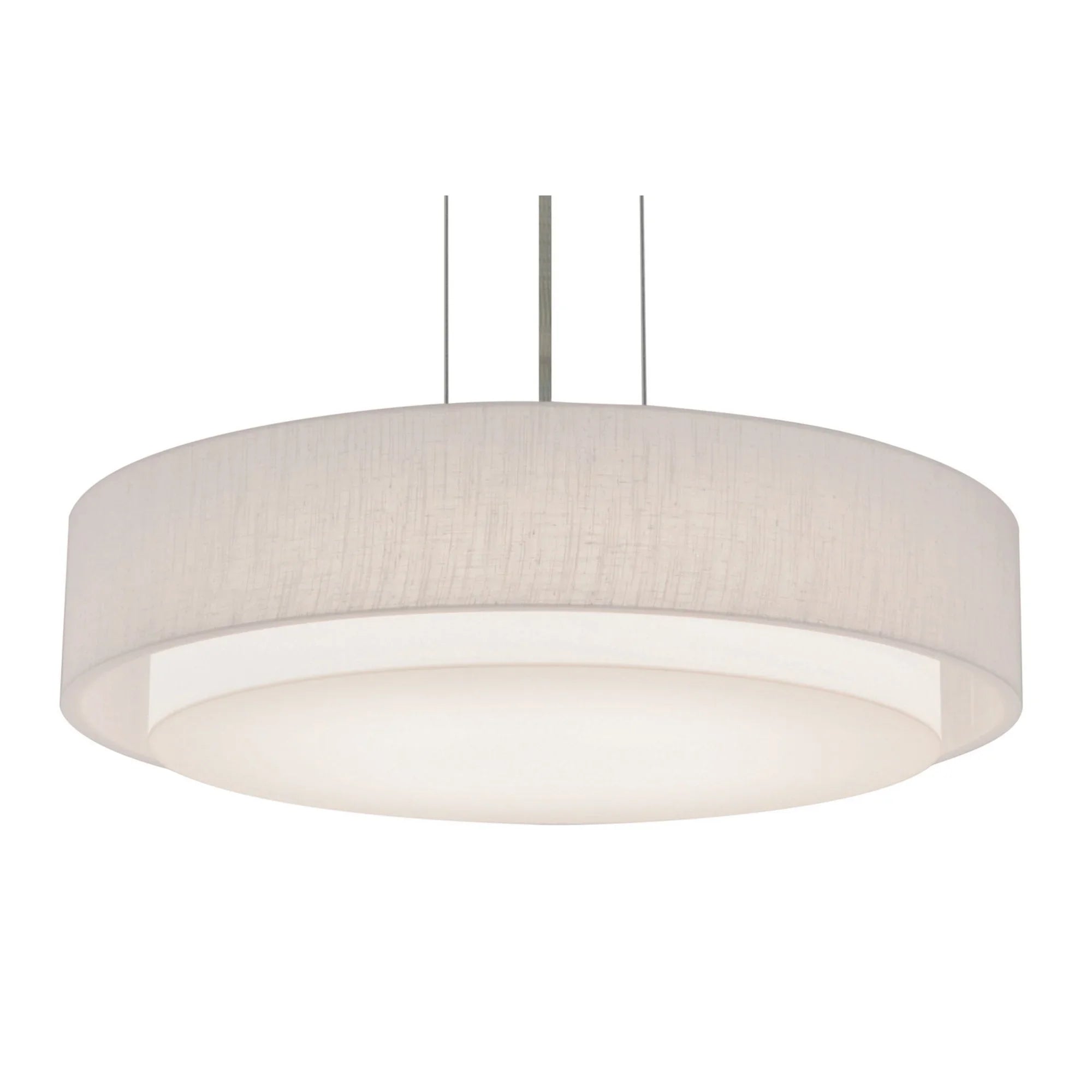 Sanibel 16" LED Pendant, Satin Nickel & Linen White Shade - Bees Lighting