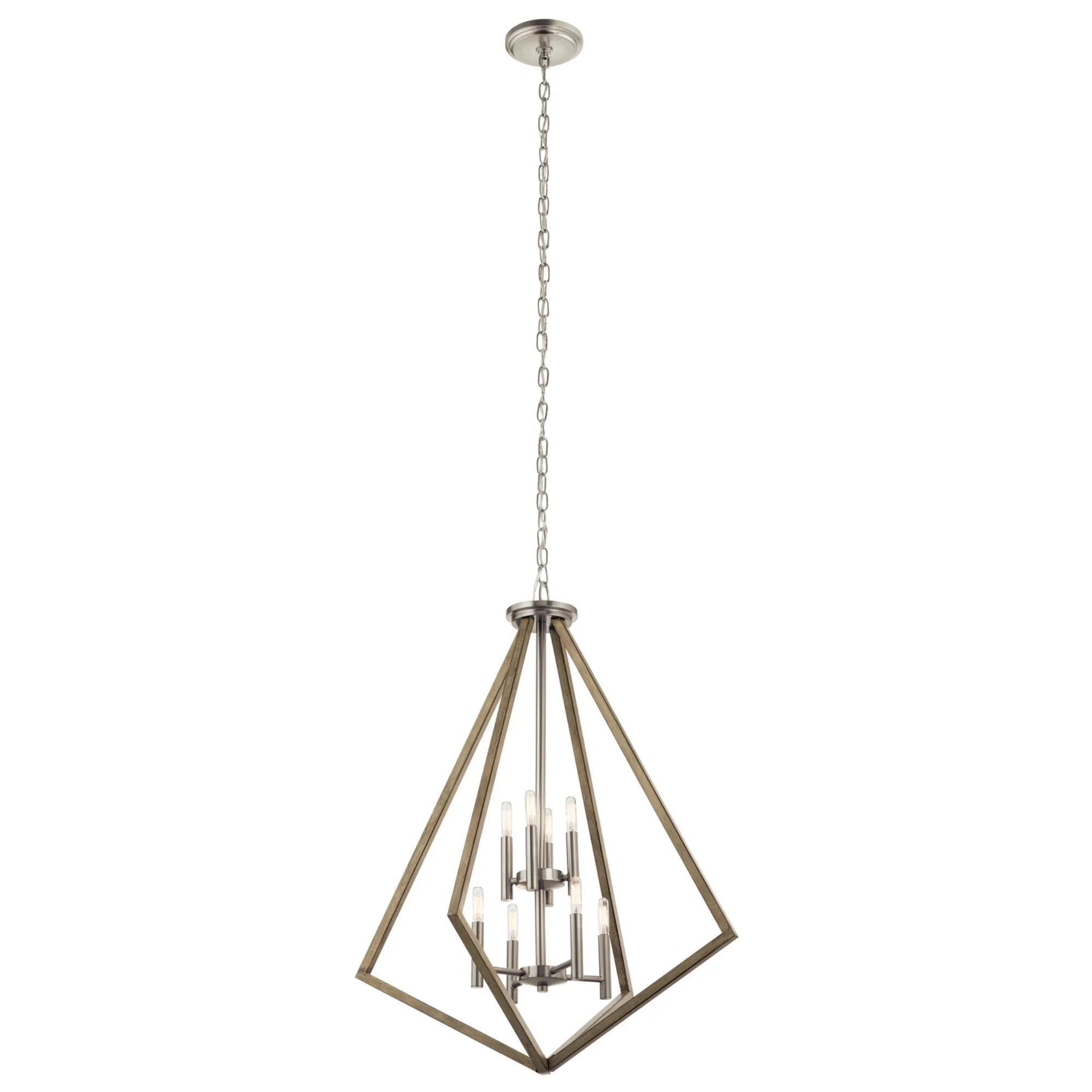 Deryn 30" 8-Light Chandelier, Distressed Antique Gray Finish - Bees Lighting
