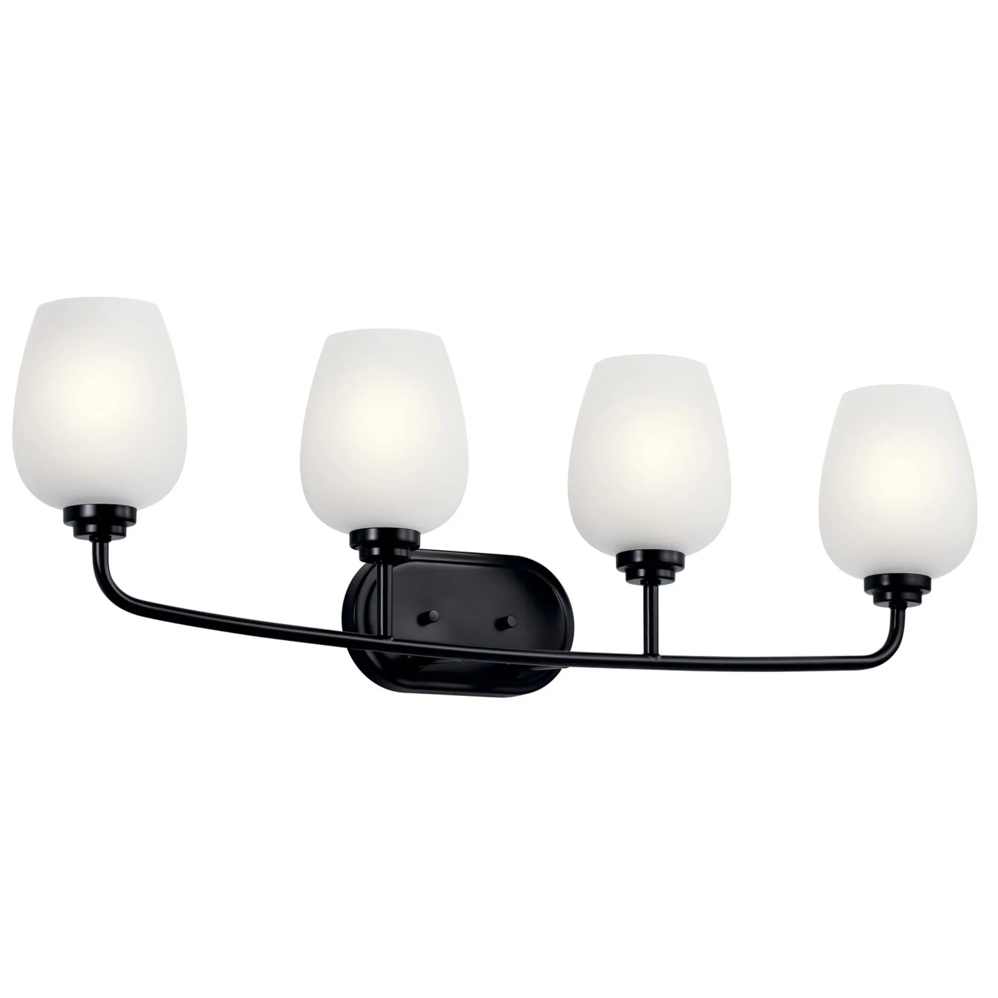 Valserrano 34" 4-Light Bath Vanity Light, Black Finish, Satin Etched Glass - Bees Lighting