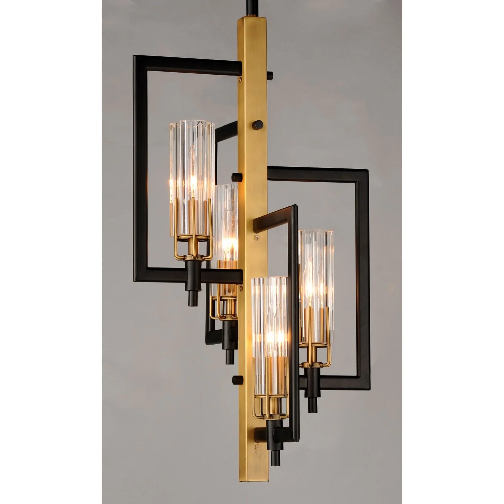 Flambeau 25" 4-Light Chandelier, Black & Antique Brass Finish - Bees Lighting