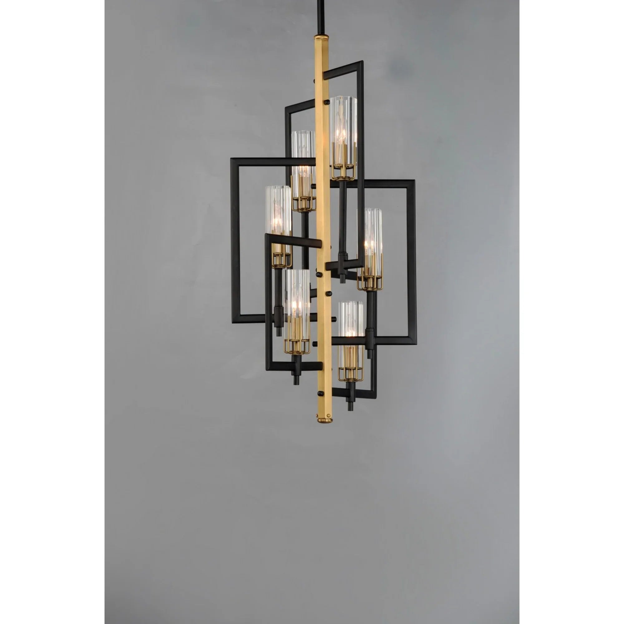 Flambeau 34" 6-Light Chandelier, Black & Antique Brass Finish - Bees Lighting