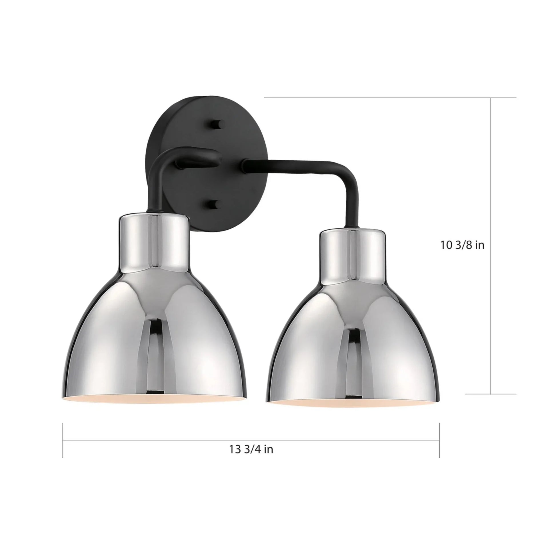 Sloan 14" 2 Lights Vanity, Black and Nickel Finish - Bees Lighting