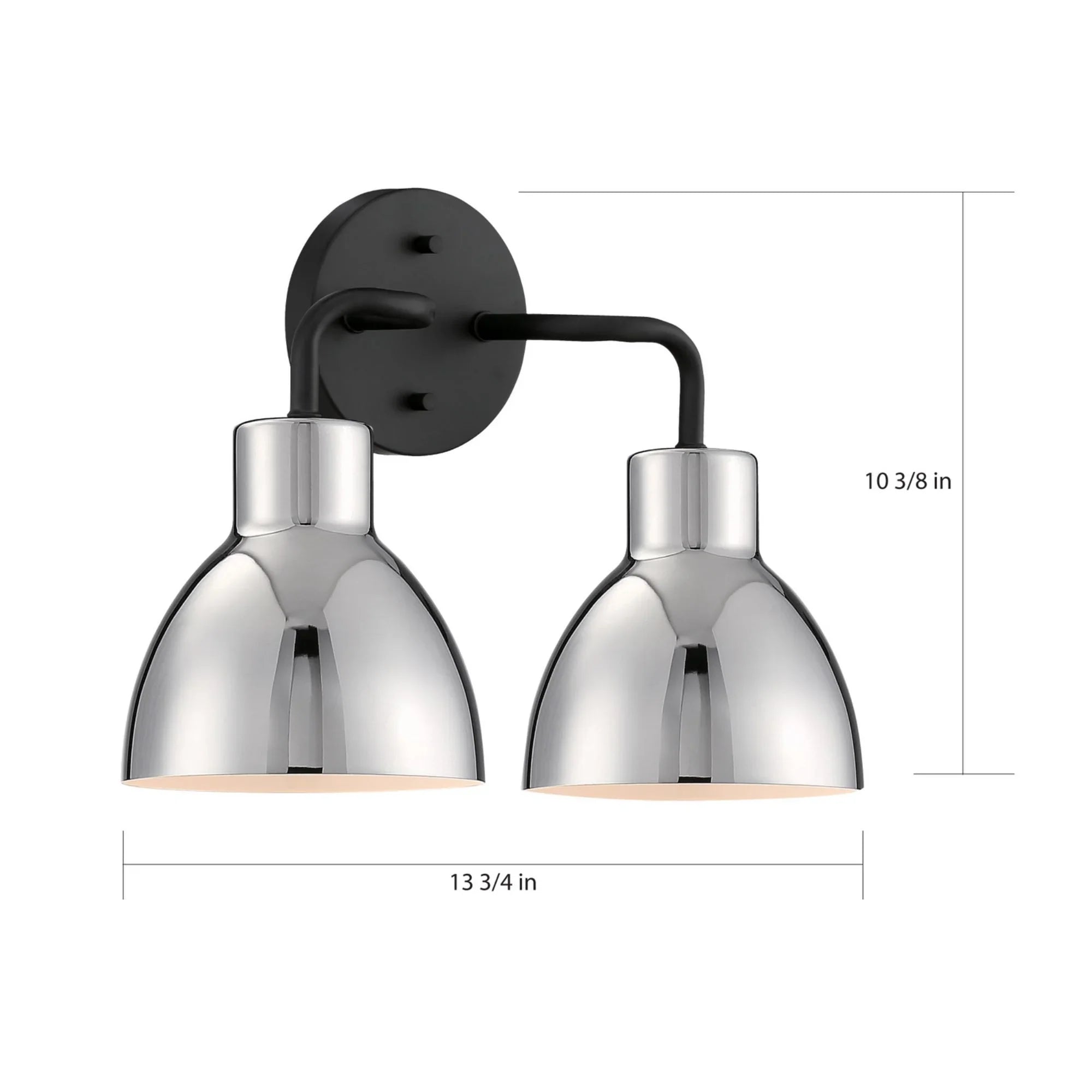 Sloan 14" 2 Lights Vanity, Black and Nickel Finish - Bees Lighting