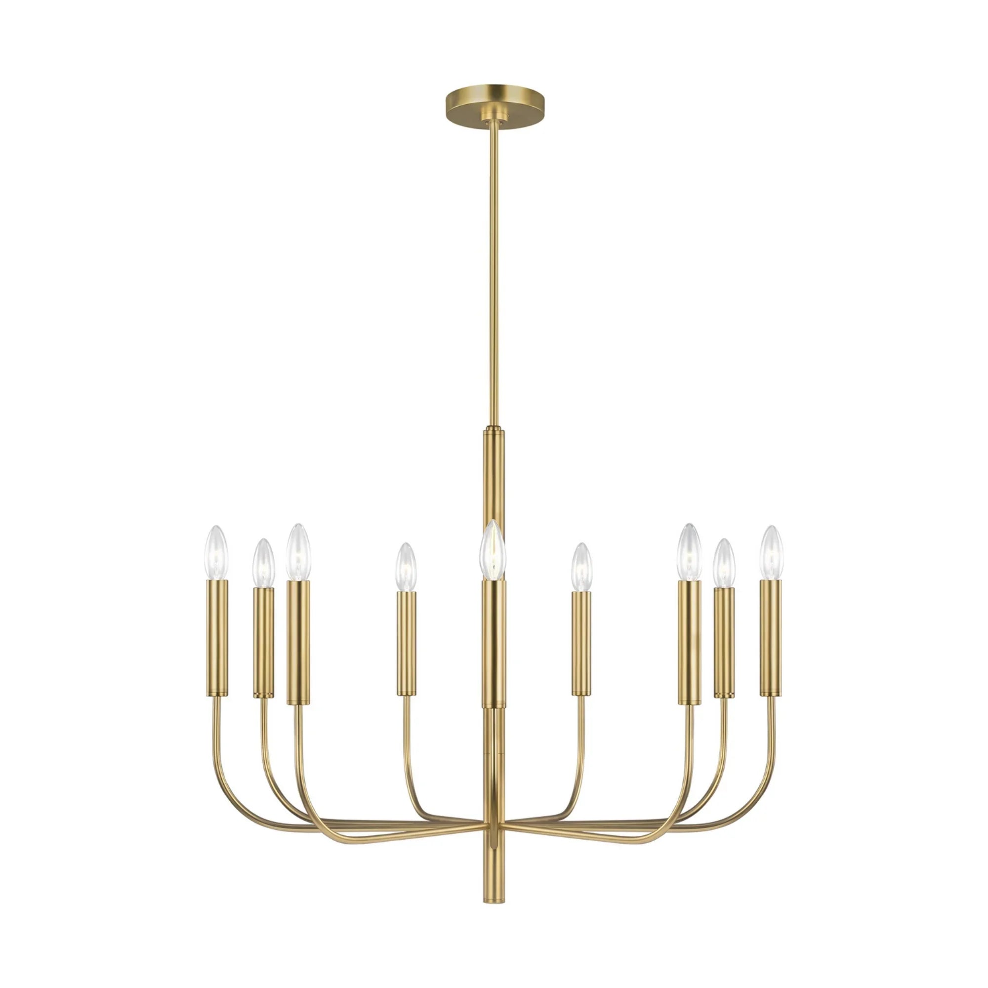 Brianna 30" 9-Light Medium Chandelier, Burnished Brass Finish - Bees Lighting