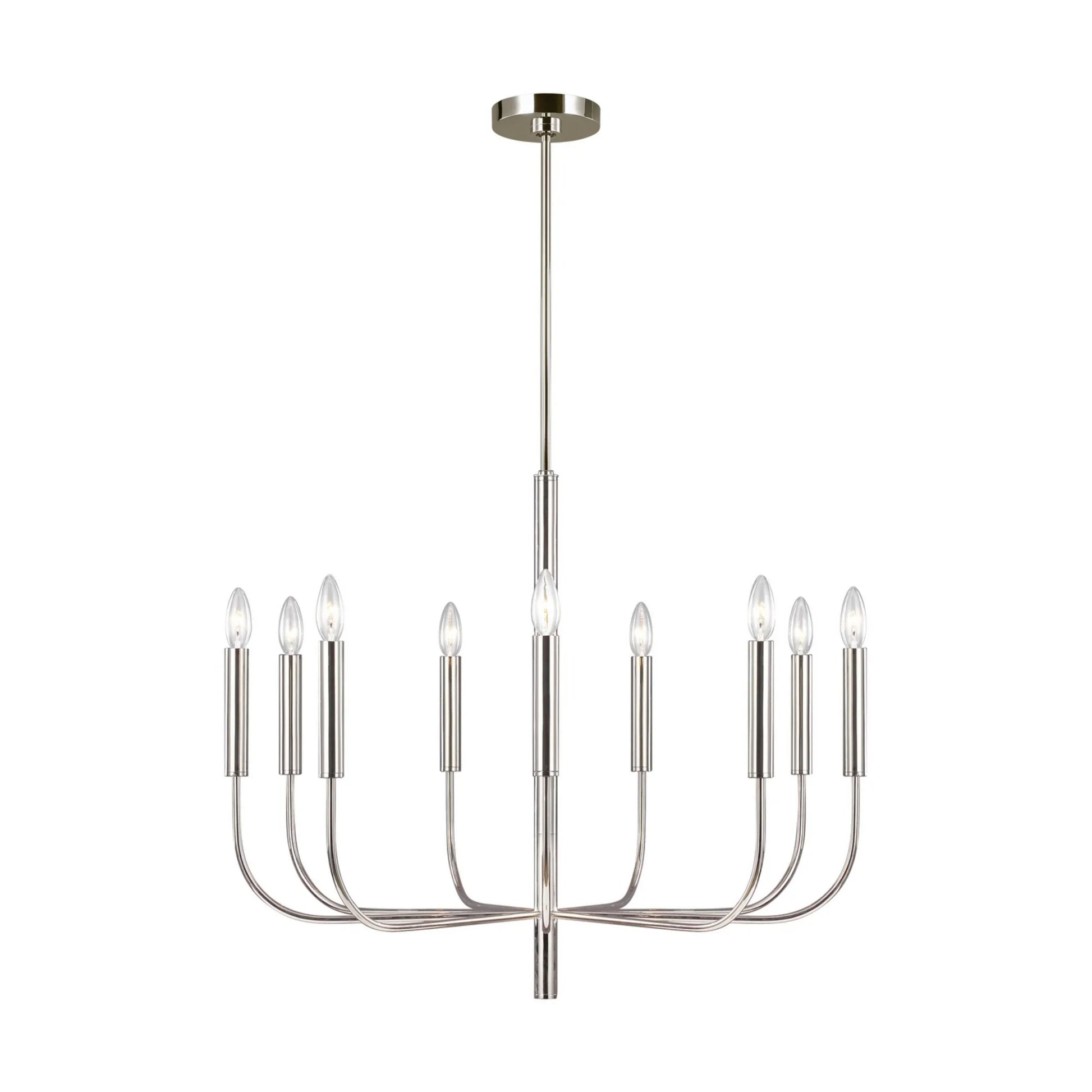 Brianna 30" 9-Light Medium Chandelier, Polished Nickel Finish - Bees Lighting