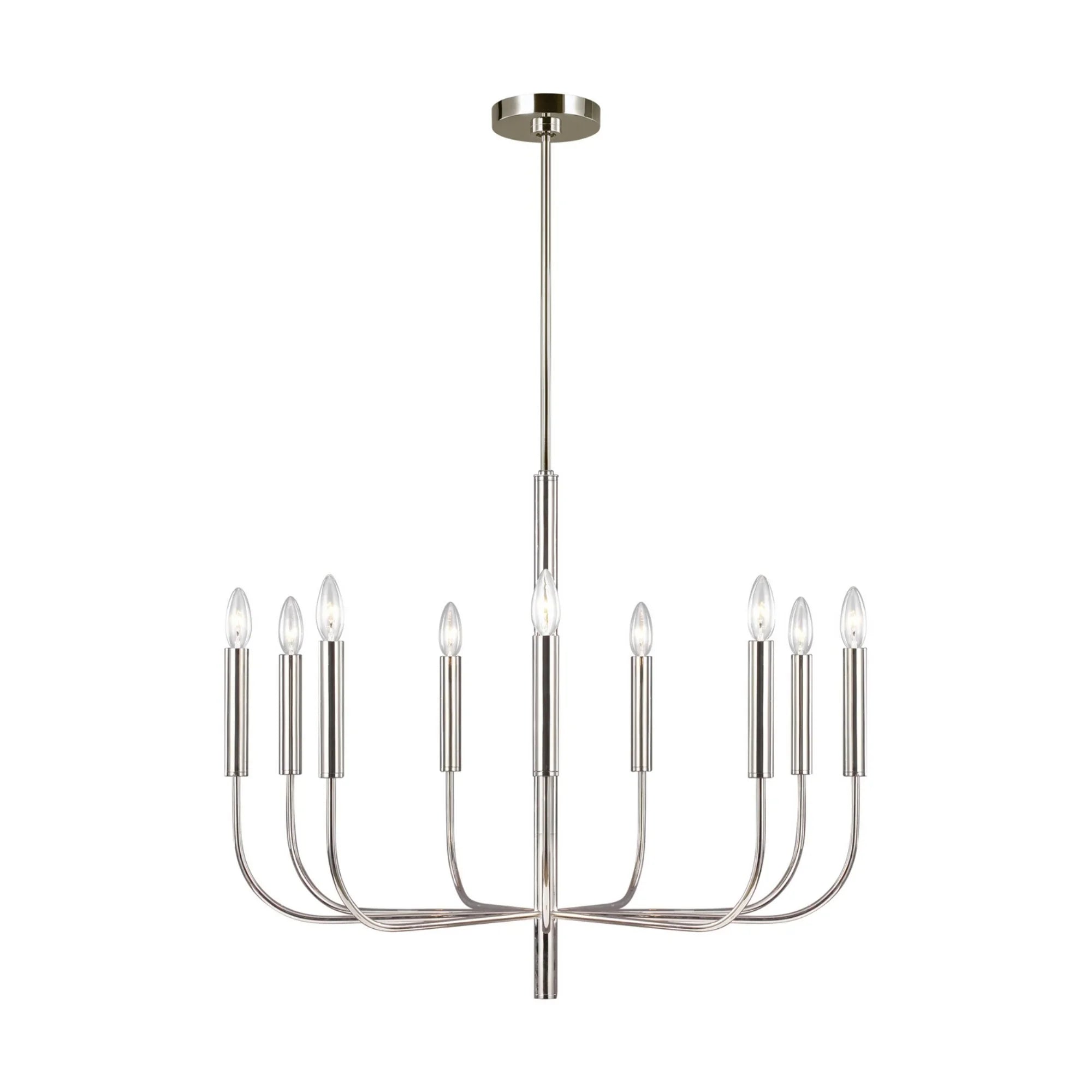 Brianna 30" 9-Light Medium Chandelier, Polished Nickel Finish - Bees Lighting