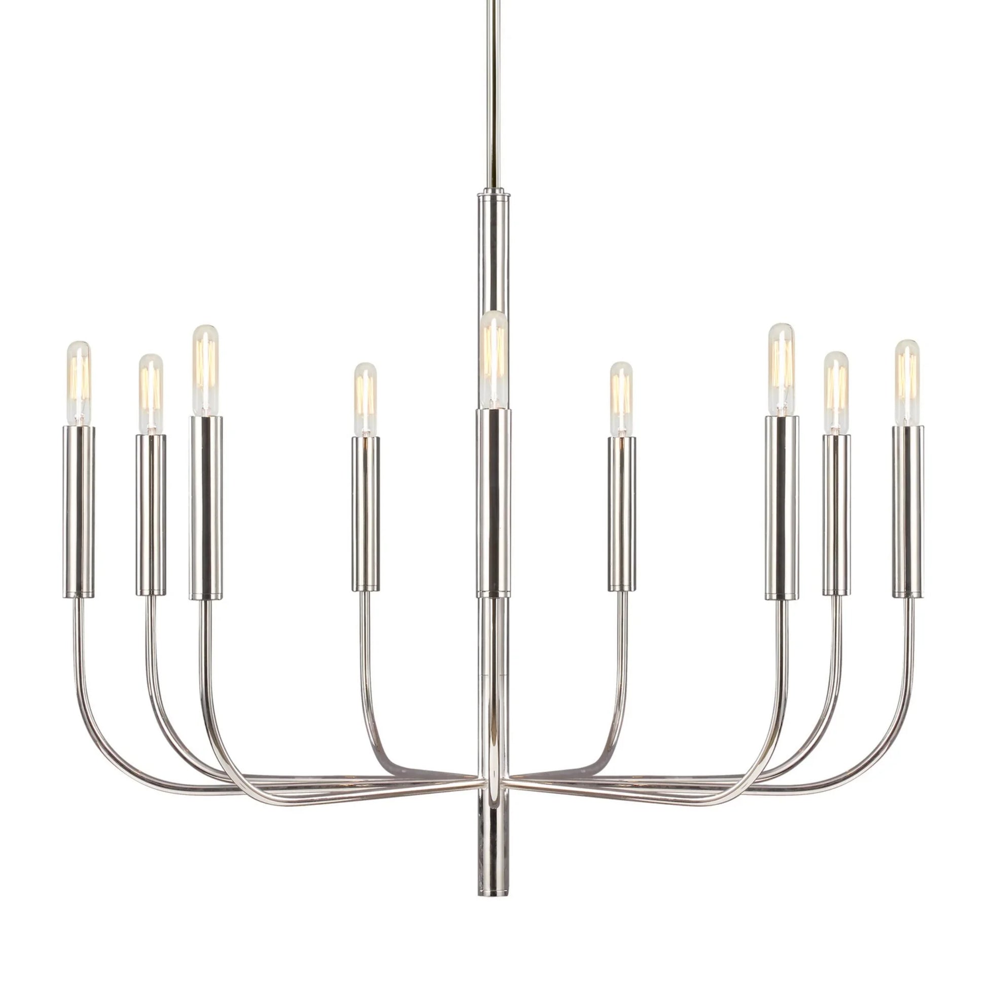 Brianna 30" 9-Light Medium Chandelier, Polished Nickel Finish - Bees Lighting