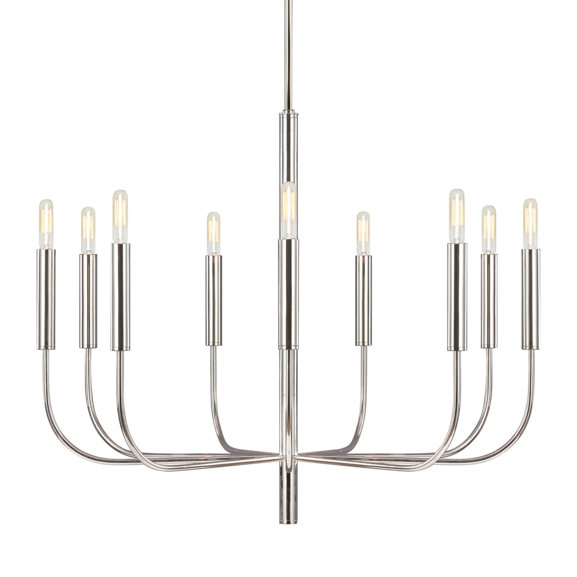 Brianna 30" 9-Light Medium Chandelier, Polished Nickel Finish - Bees Lighting
