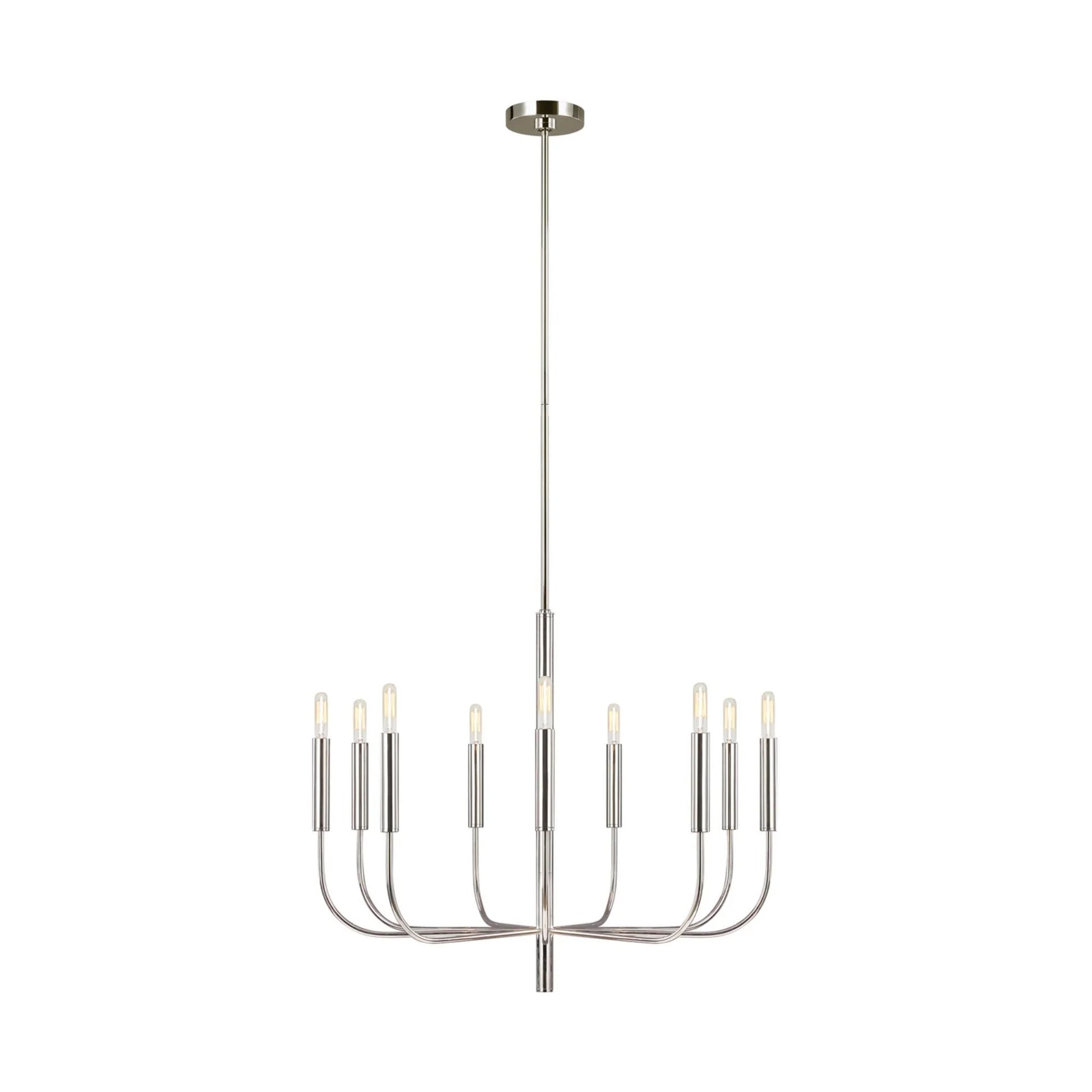 Brianna 30" 9-Light Medium Chandelier, Polished Nickel Finish - Bees Lighting
