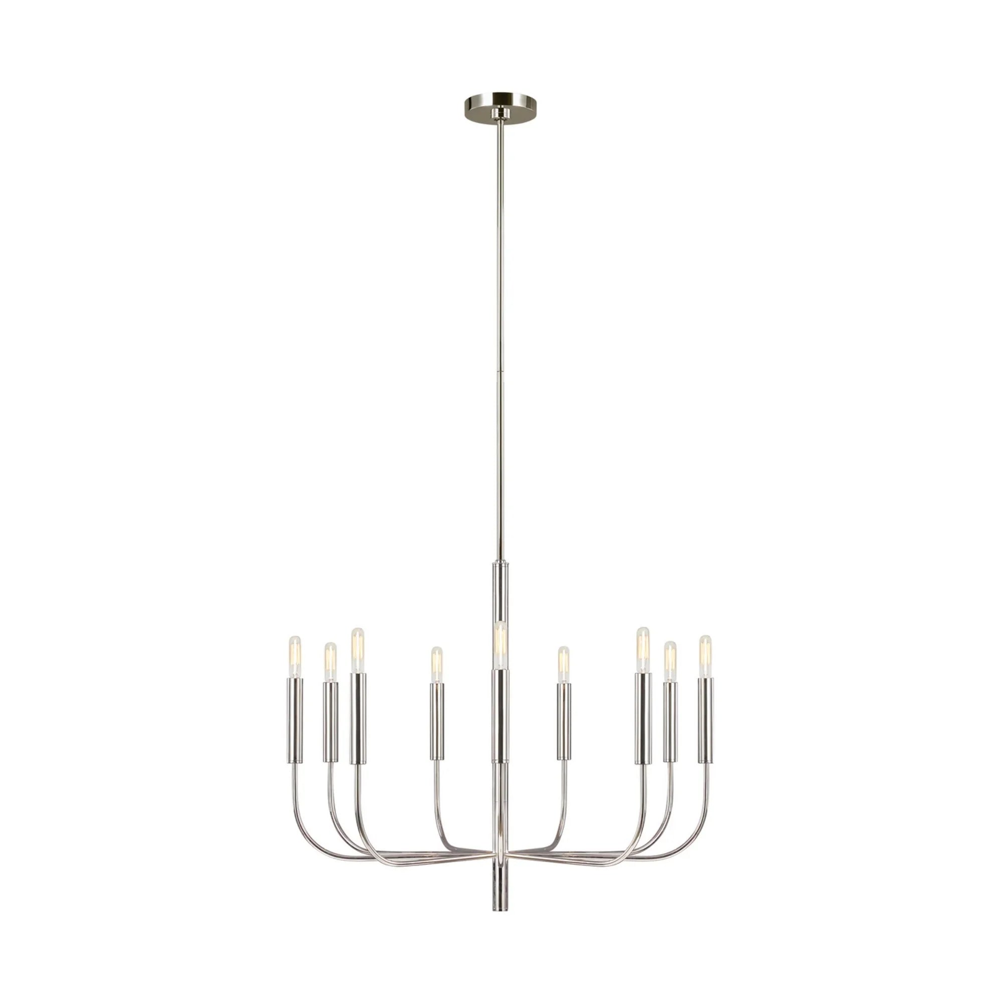Brianna 30" 9-Light Medium Chandelier, Polished Nickel Finish - Bees Lighting