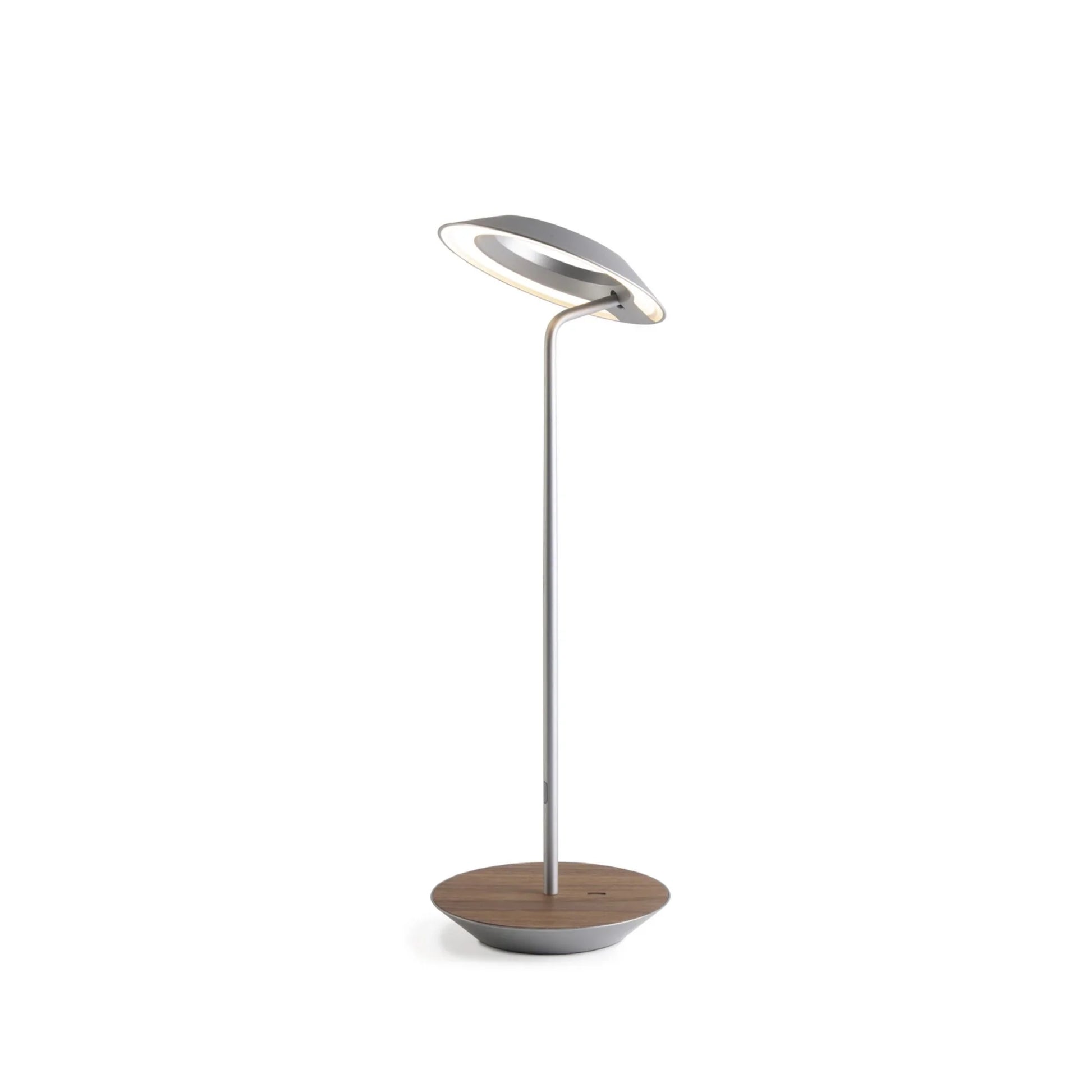 Royyo Silver With Oiled Walnut Modern LED Desk Lamp with USB Port - Bees Lighting