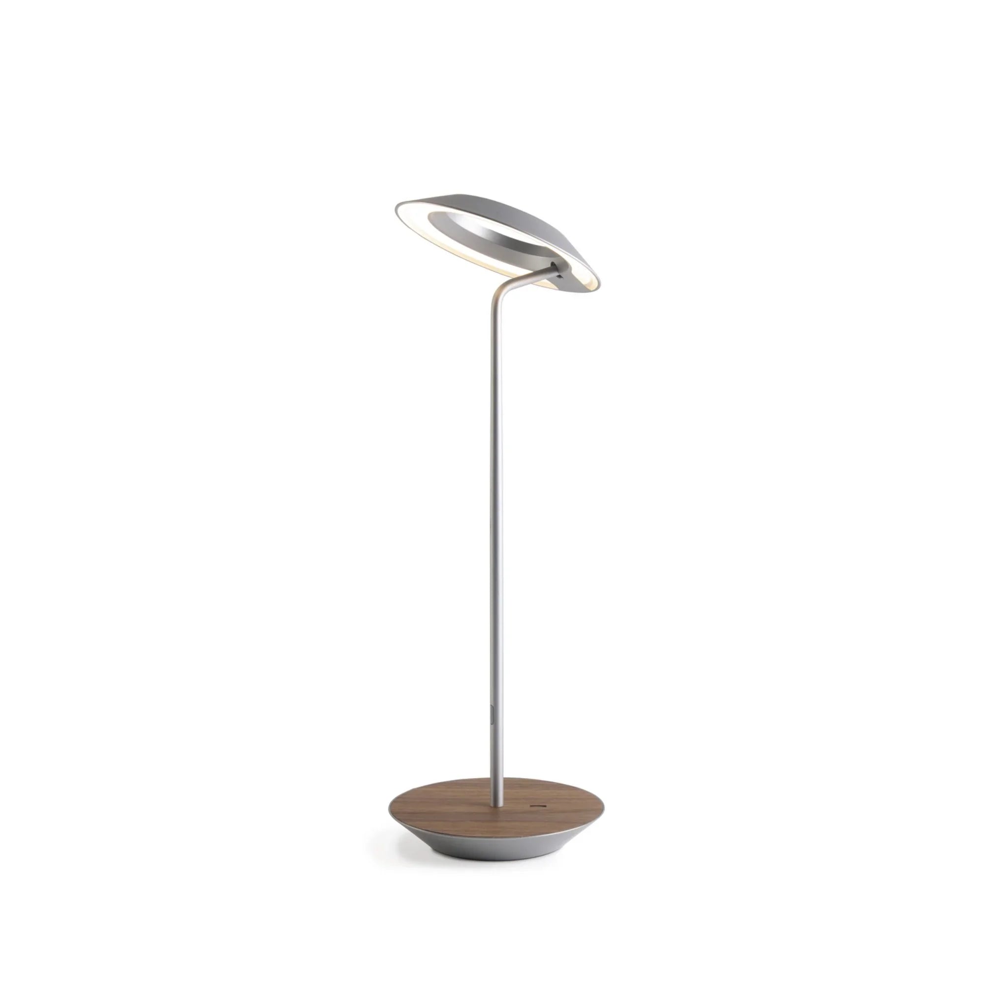 Royyo Silver With Oiled Walnut Modern LED Desk Lamp with USB Port - Bees Lighting
