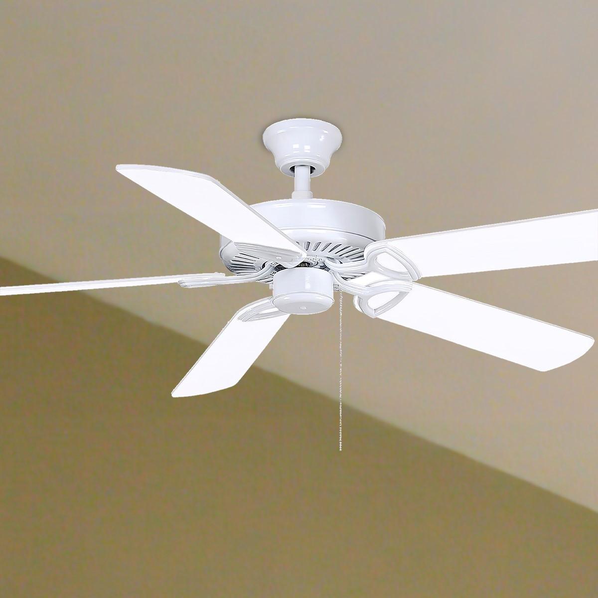 America USA 52 Inch Ceiling Fan With Pull Chain, Gloss White Finish - Bees Lighting