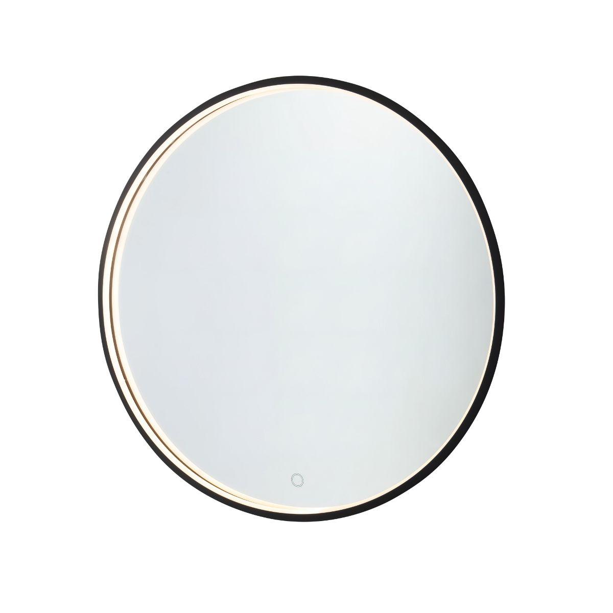 Reflections Round 24 In. Matte Black LED Wall Mirror