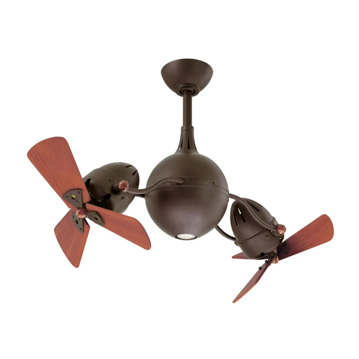 Acqua 39" Rotational Dual Ceiling Fan with Light, Textured Bronze with Mahogany Blades - Bees Lighting