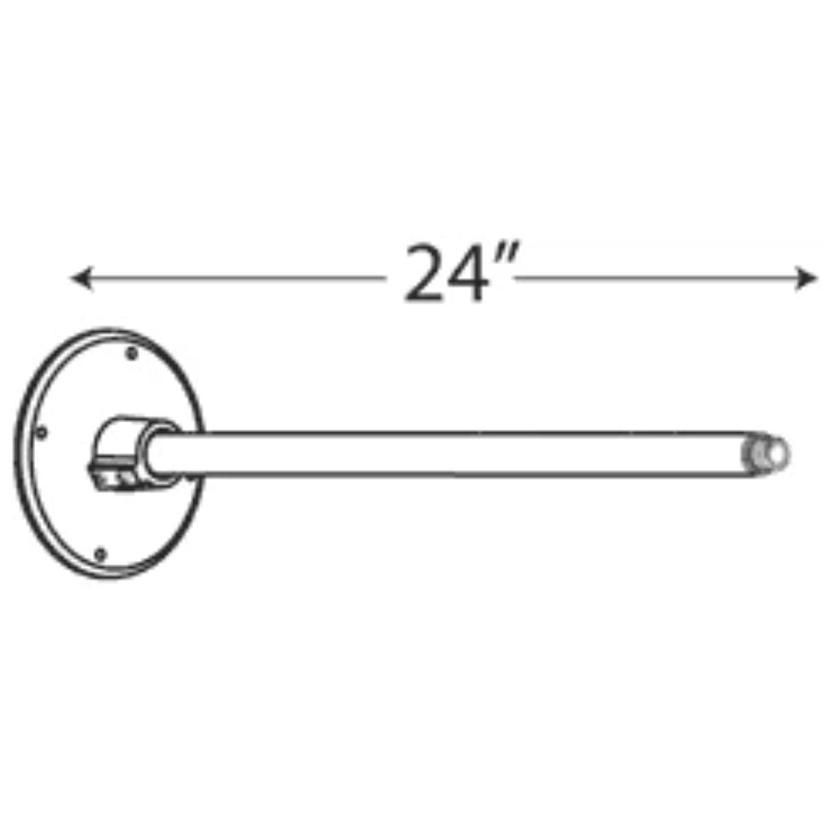 Wall Mount Bracket, 24" Horizontal ARM, 1/2" Knuckle Mount, White Finish - Bees Lighting
