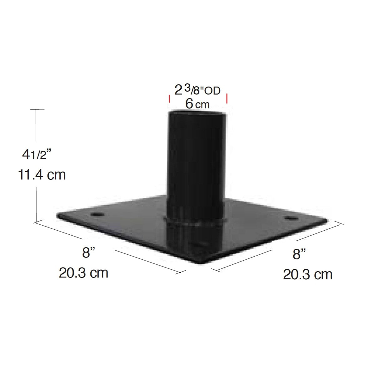 Poles Bracket Ground Surface Mount 2 3/8 Inches Tenon For Slipfitters, Bronze Finish - Bees Lighting