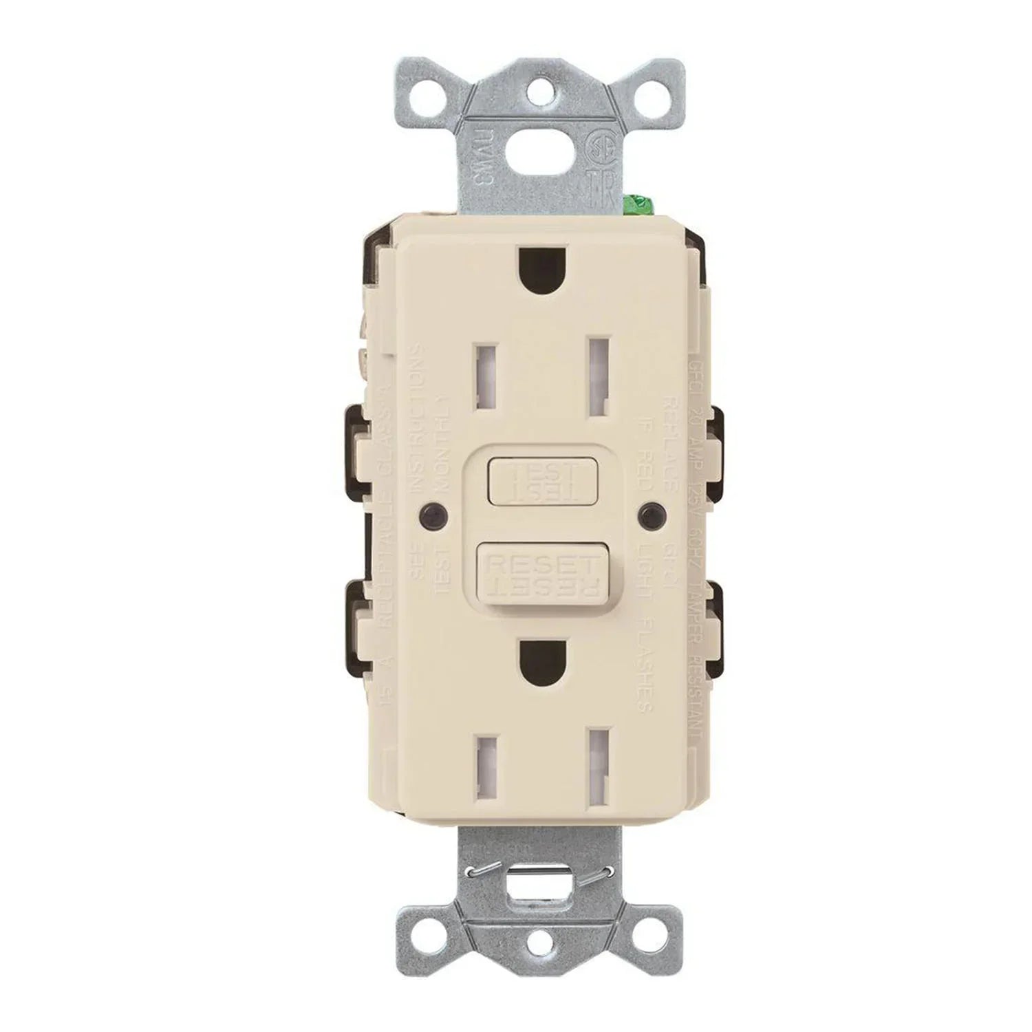 Lutron CAR-15-GFST Claro Tamper-Resistant Self-Testing 15A GFCI Receptacle - Bees Lighting
