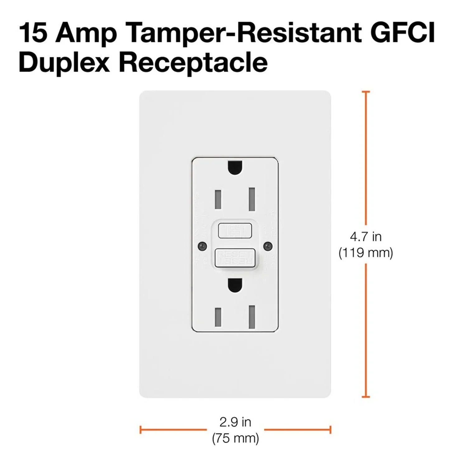 Claro Tamper-Resistant Self-Testing 15A GFCI Receptacle, White - Bees Lighting