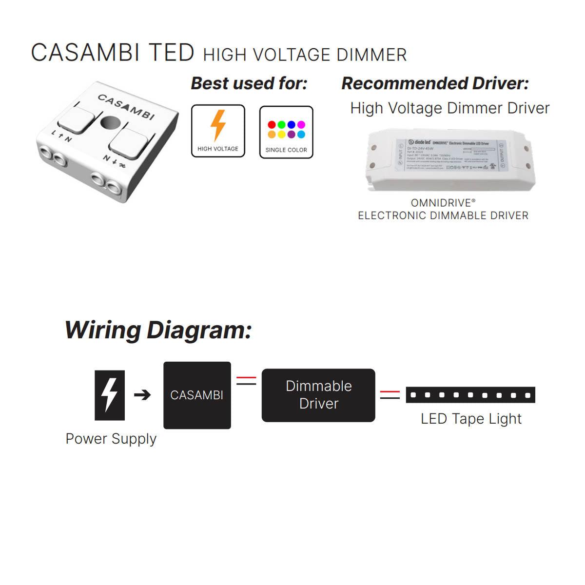 Casambi Bluetooth Controllable, 2 Channels, Trailing-edge Dimmer, 120VAC - Bees Lighting