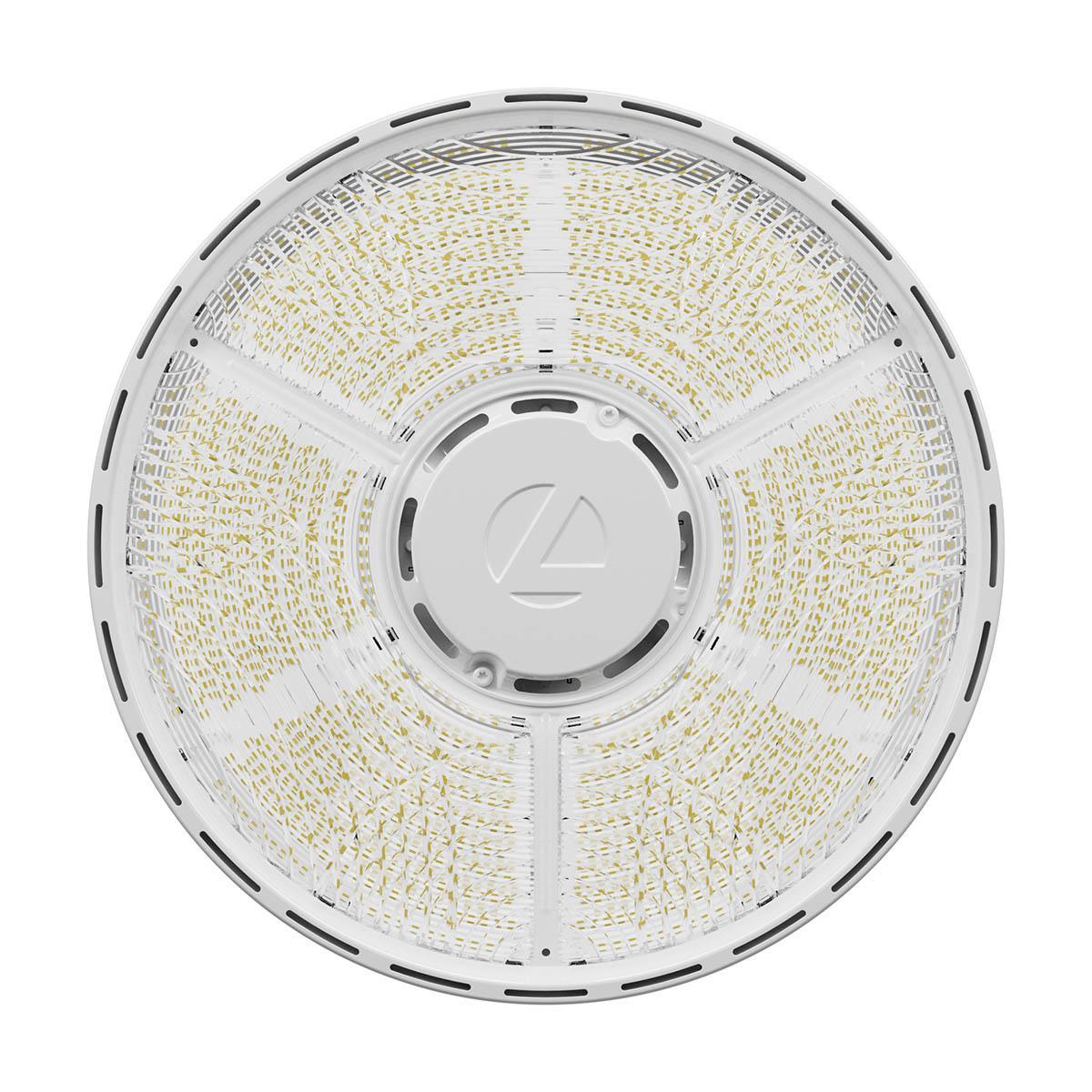Compact Pro Industrial LED Round High Bay, Selectable 18000 Lumens, 4000K/5000K CCT, 120-347V, White - Bees Lighting