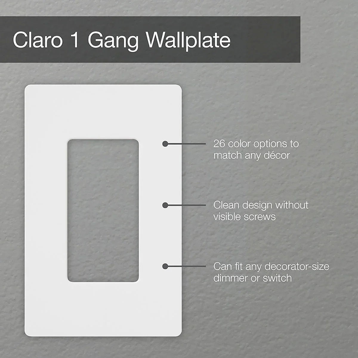 Claro 1-Gang Screwless Decorator Wall Plate, Black - Bees Lighting