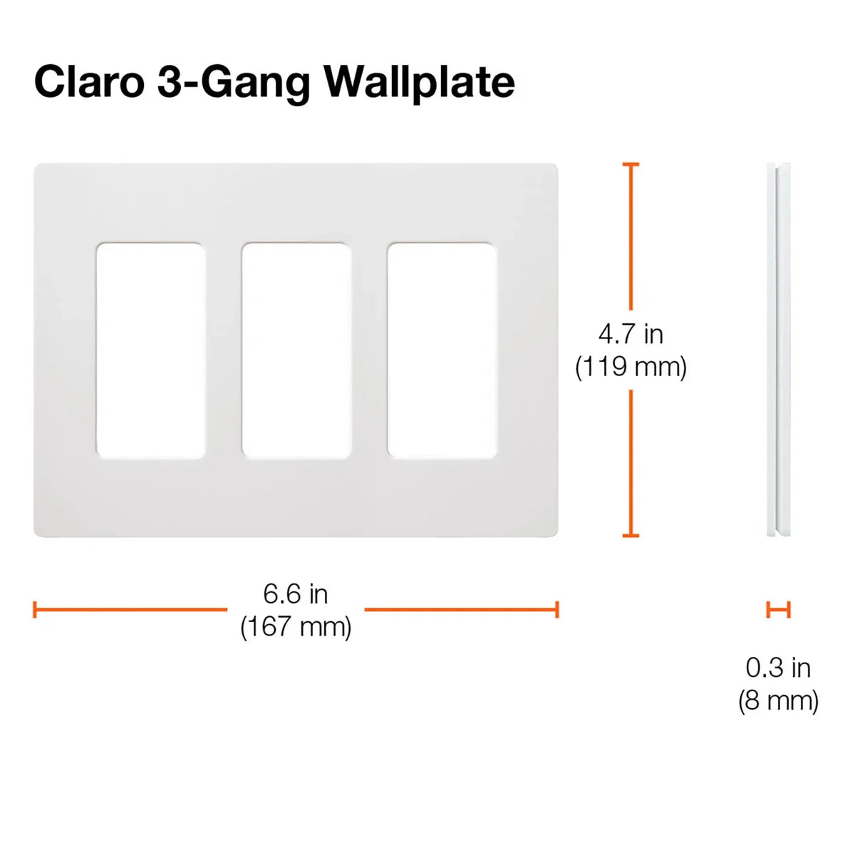 Claro 3-Gang Decorator Rocker Wall Plate, Black - Bees Lighting