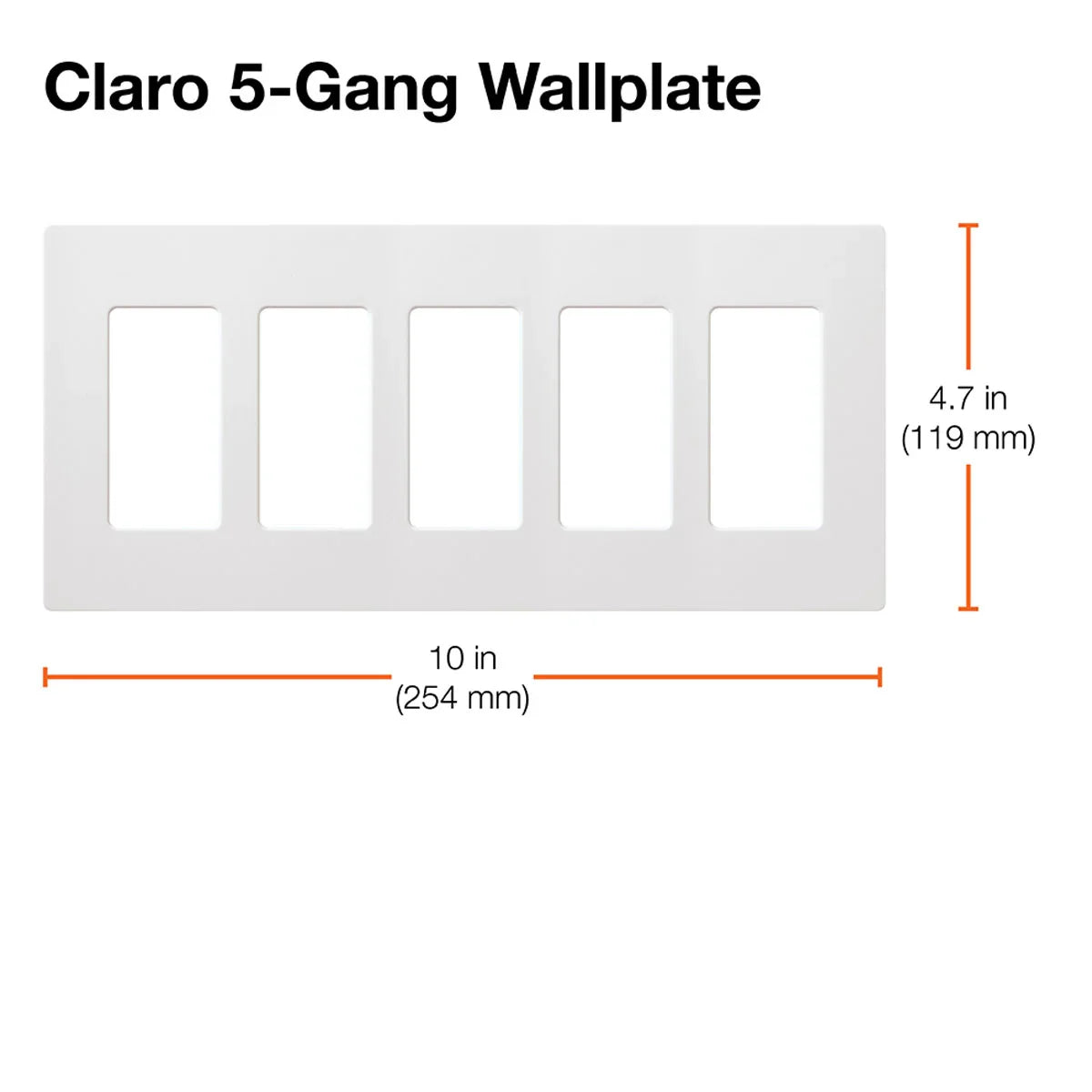 Claro 5-Gang Decorator Rocker Wall Plate, White - Bees Lighting