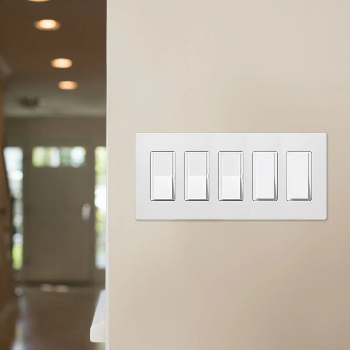 Claro 5-Gang Decorator Rocker Wall Plate, Black - Bees Lighting