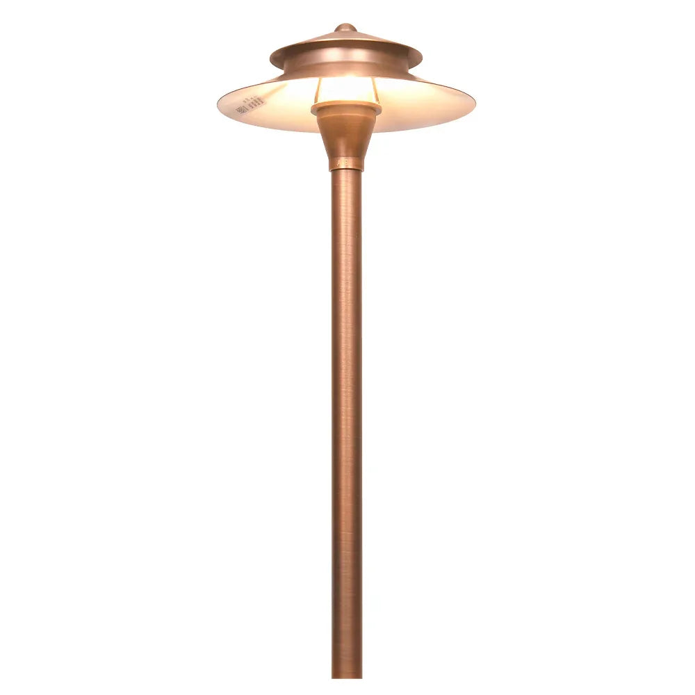 Two Tier LED Pagoda Path Light, Natural Brass - Bees Lighting