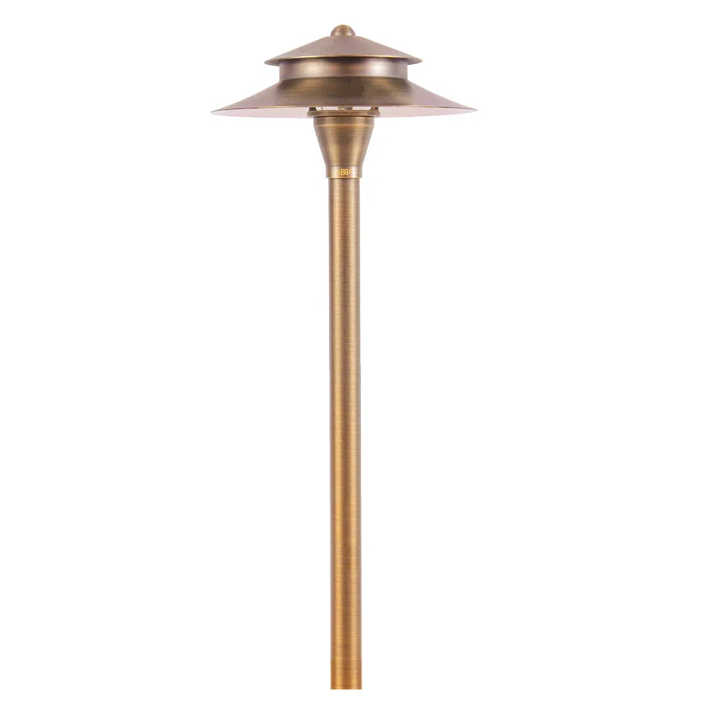 Two Tier LED Pagoda Path Light, Natural Brass - Bees Lighting