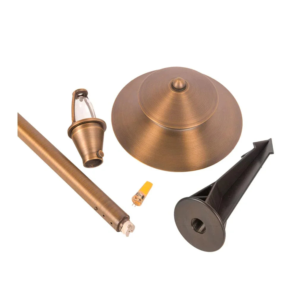 Two Tier LED Pagoda Path Light, Natural Brass - Bees Lighting