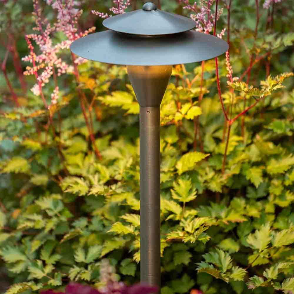 Two Tier LED Pagoda Path Light, Natural Brass - Bees Lighting
