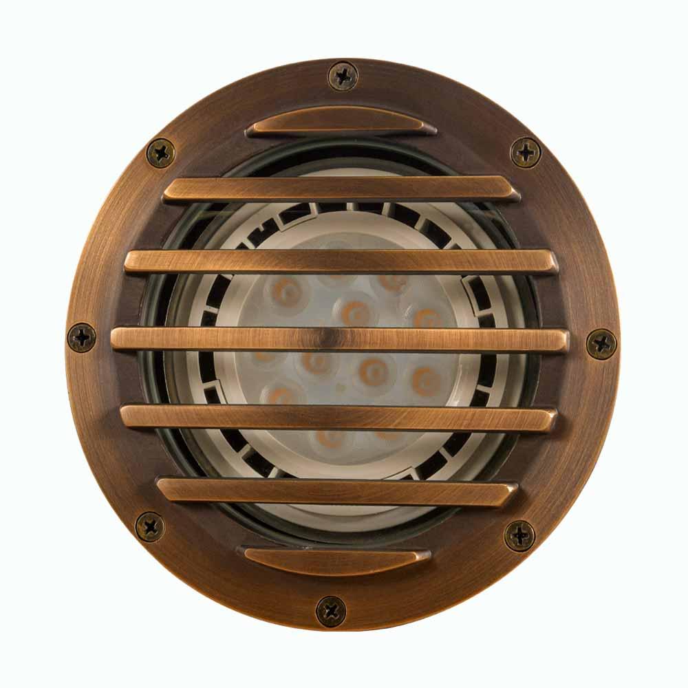 12V LED Landscape In-Ground Well Light Grill Face Brass - Bees Lighting