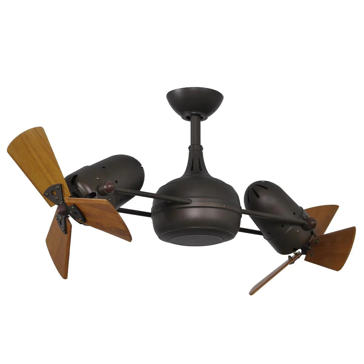 Dagny 41" Rotational Dual Ceiling Fan, Textured Bronze with Mahogany Blades - Bees Lighting